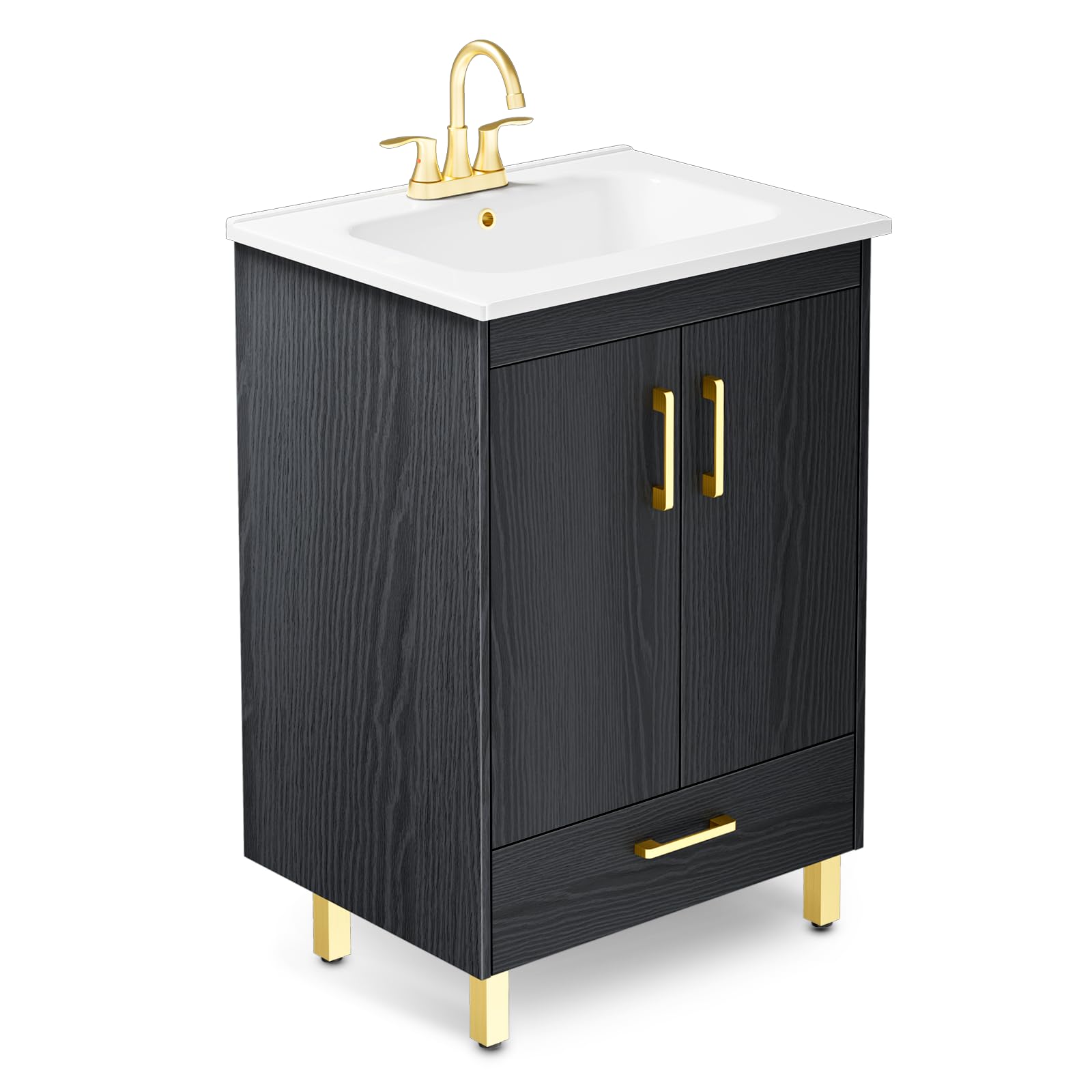 Phiestina 24" Fully Pre-Assembled Black Vanity