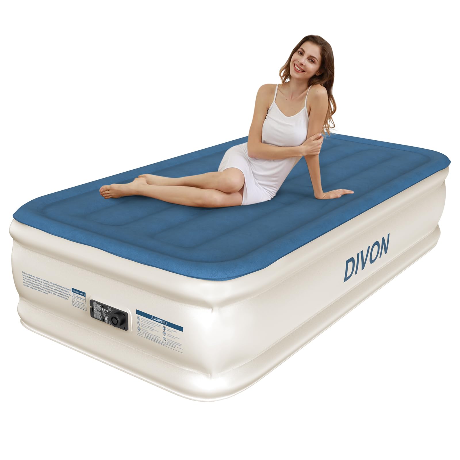 DIVON Twin Air Mattress with Built-in Pump — 18" Twin, Foldable