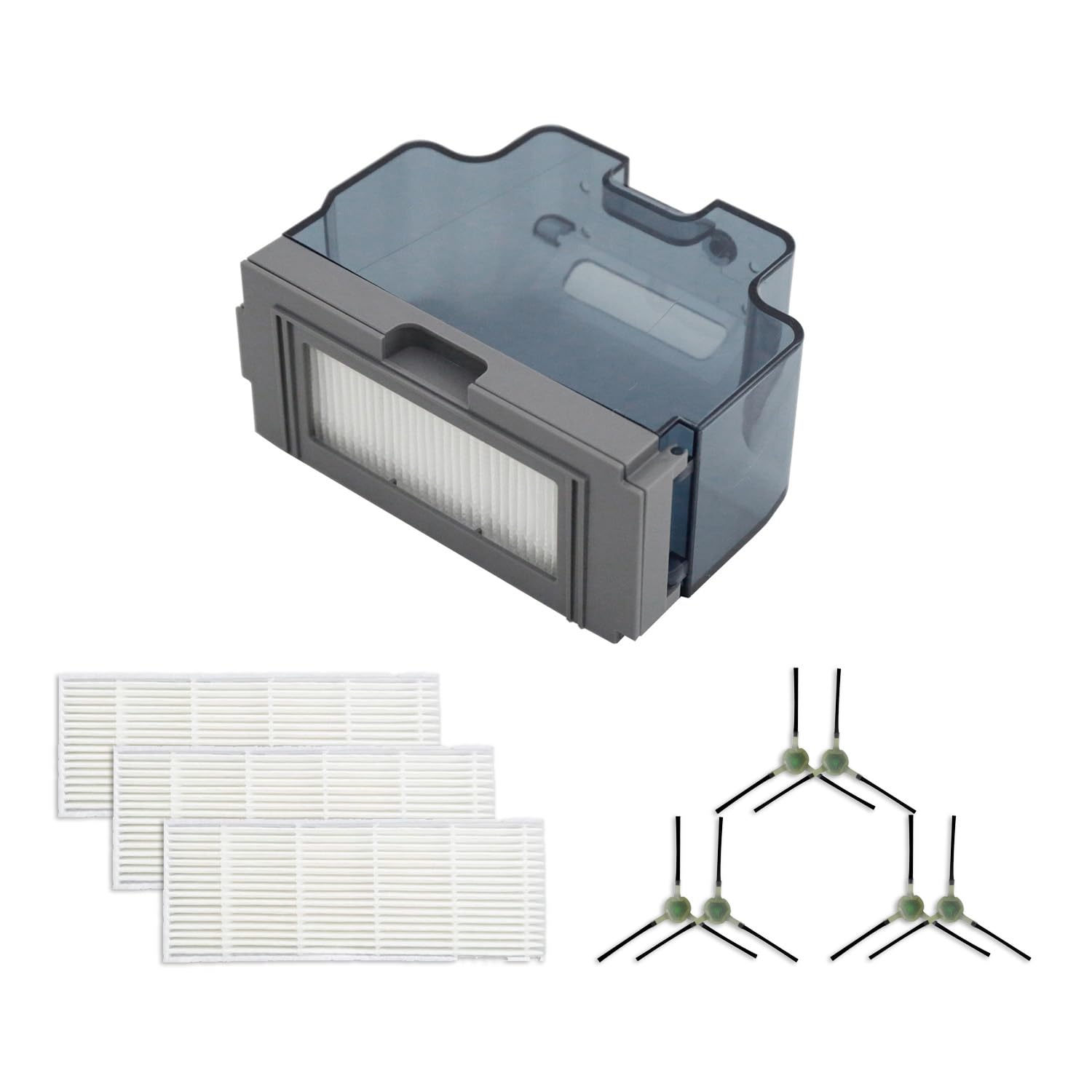 Robot Vacuum Replacements Parts Fit For Lefant M210/M213/M210b, For Okp K2 K2p K3 K4 K5 K2p Robot Vacuum Cleaner, Vacuum Dust Pan, Side Sweep Edge Brush HEPA Filter (Dustbin& Filter&Sweep-10pc)