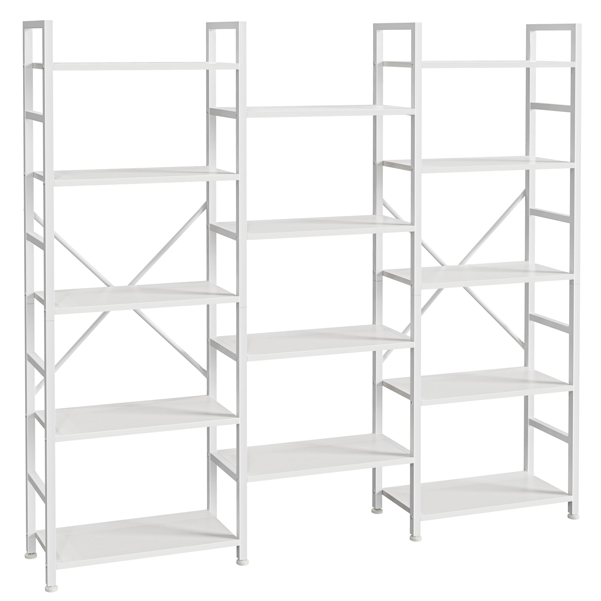 SUPERJARE 5‑Tier Wide Bookshelf (White)