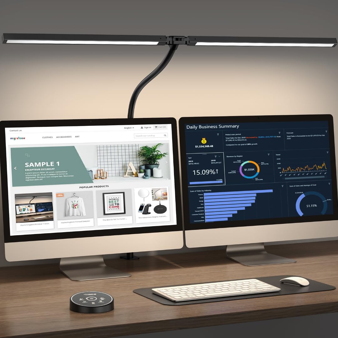 Dual-Panel Clamp LED Desk Lamp