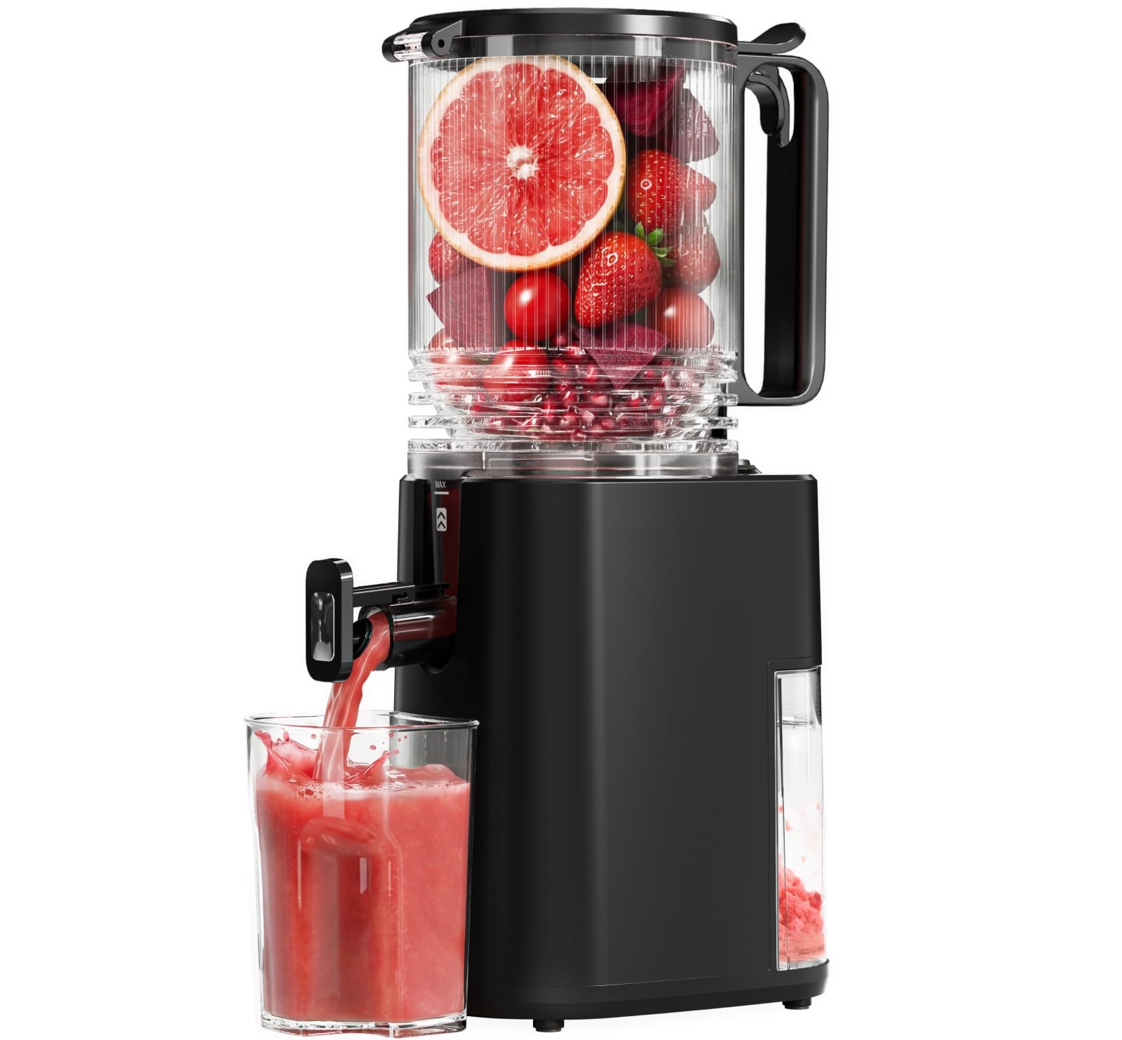 Cold Press Juicer, 5.5" Wide Feed Chute Juice Machine, High Juice Yield, Slow Masticating Juicer for Whole Vegetables & Fruits, Black Black Standard