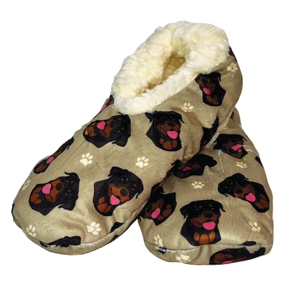 Comfies Slippers - Cozy Sherpa House Slippers for Women & Men - Indoor House Shoes - Pet Lover Gifts - Non Skid Bottom - 1 Size Fits Most - Unisex Rottweiler