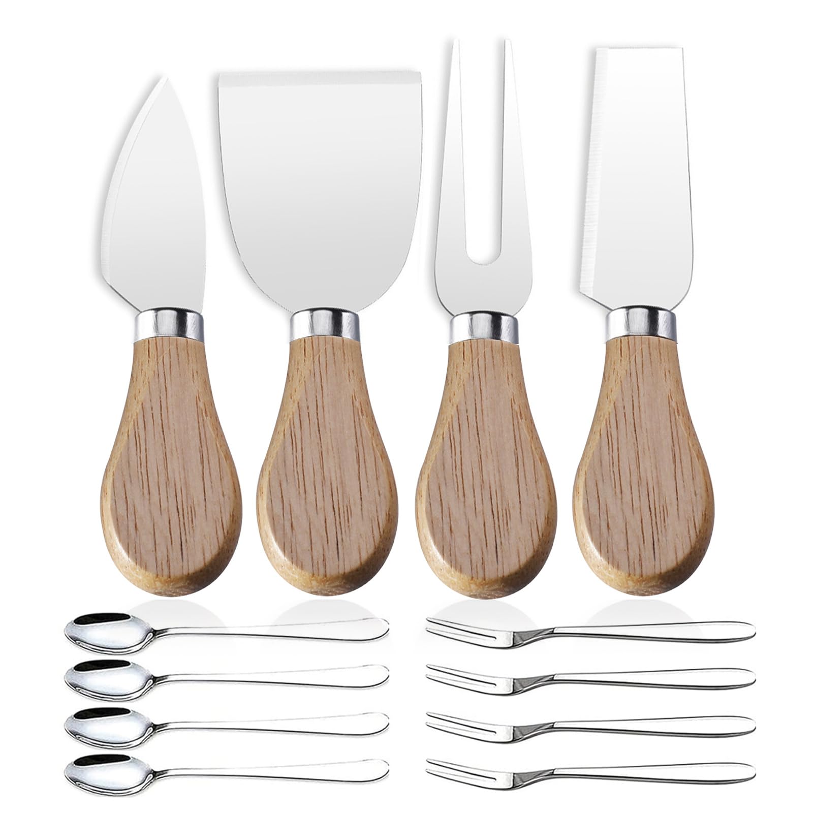 4-Piece Mini Cheese Knife Set with Beechwood Handles