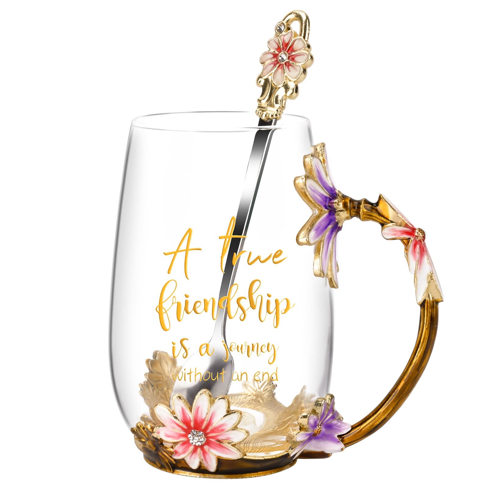 OEAGO Floral Enamel Glass Mug