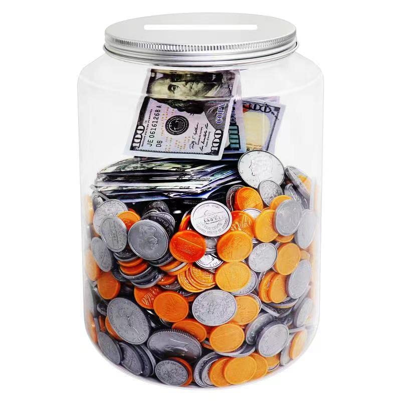 One-Gallon Clear Plastic Coin Jar