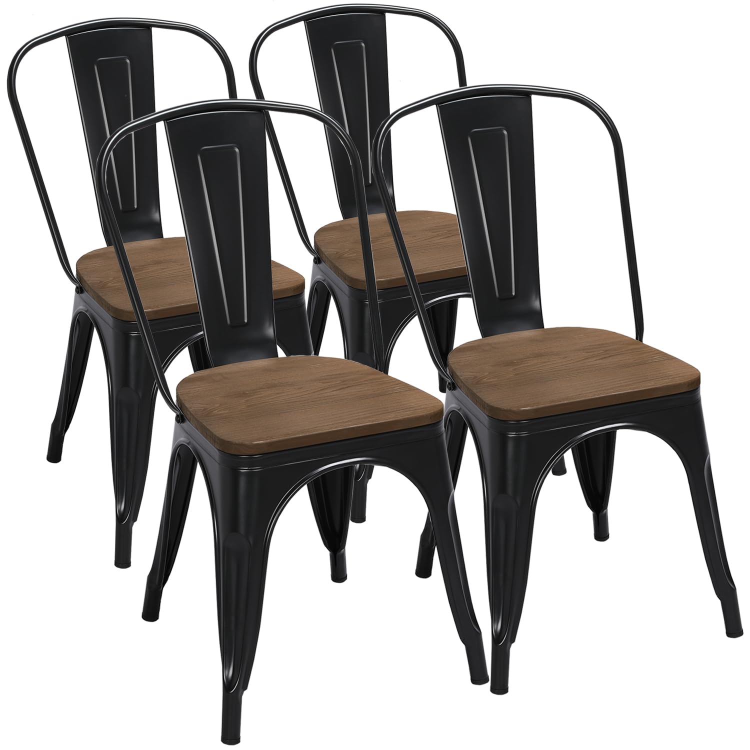 Yaheetech Industrial Metal Dining Chair (Wood Seat)