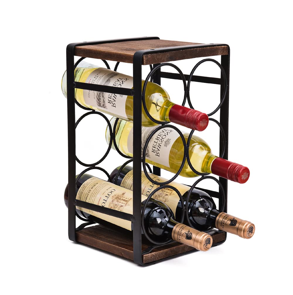 Rustic Wood Countertop Wine Rack