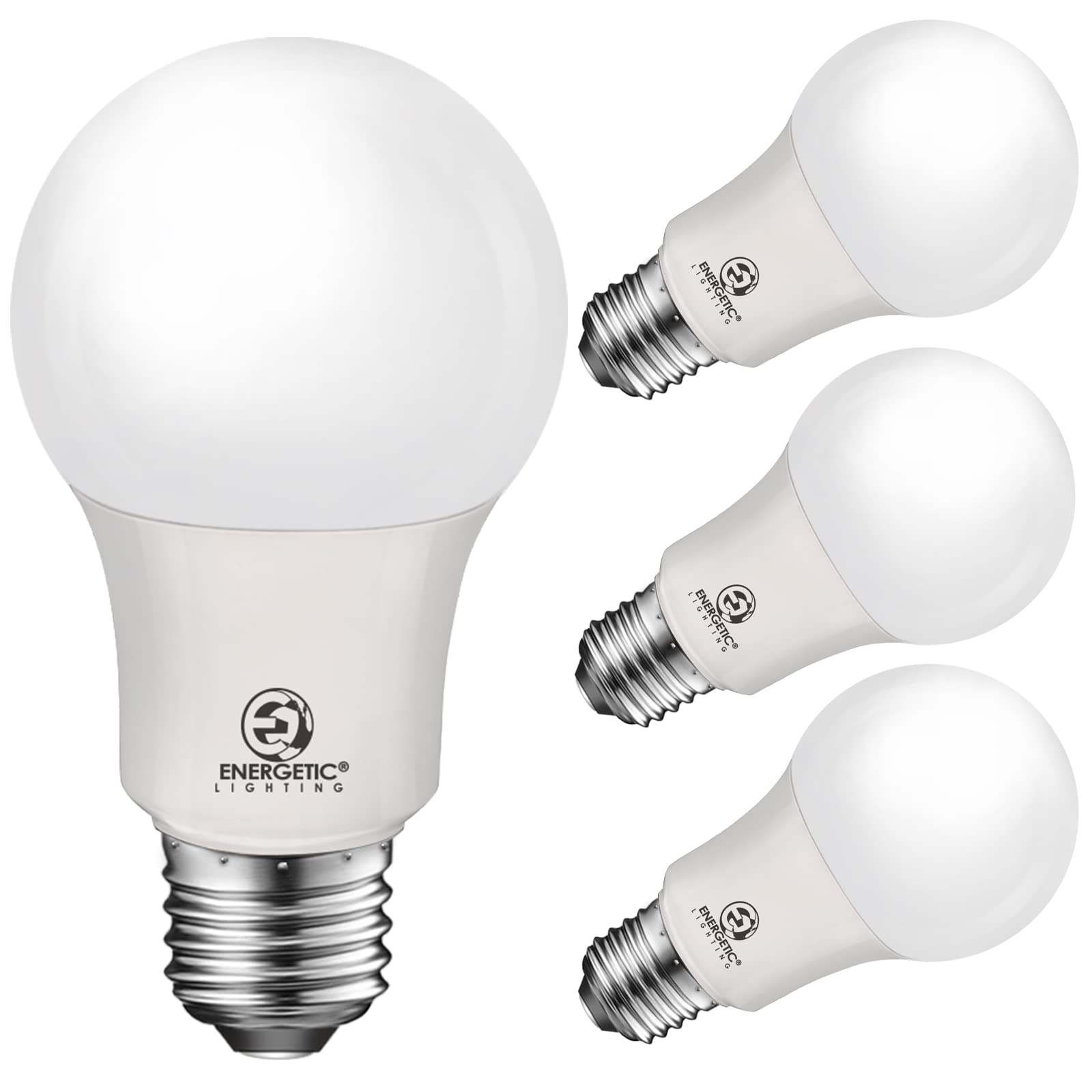 Energetic Lighting A19 40W Equivalent — 3000K Warm White, 5W, E26 Base (4-Pack)