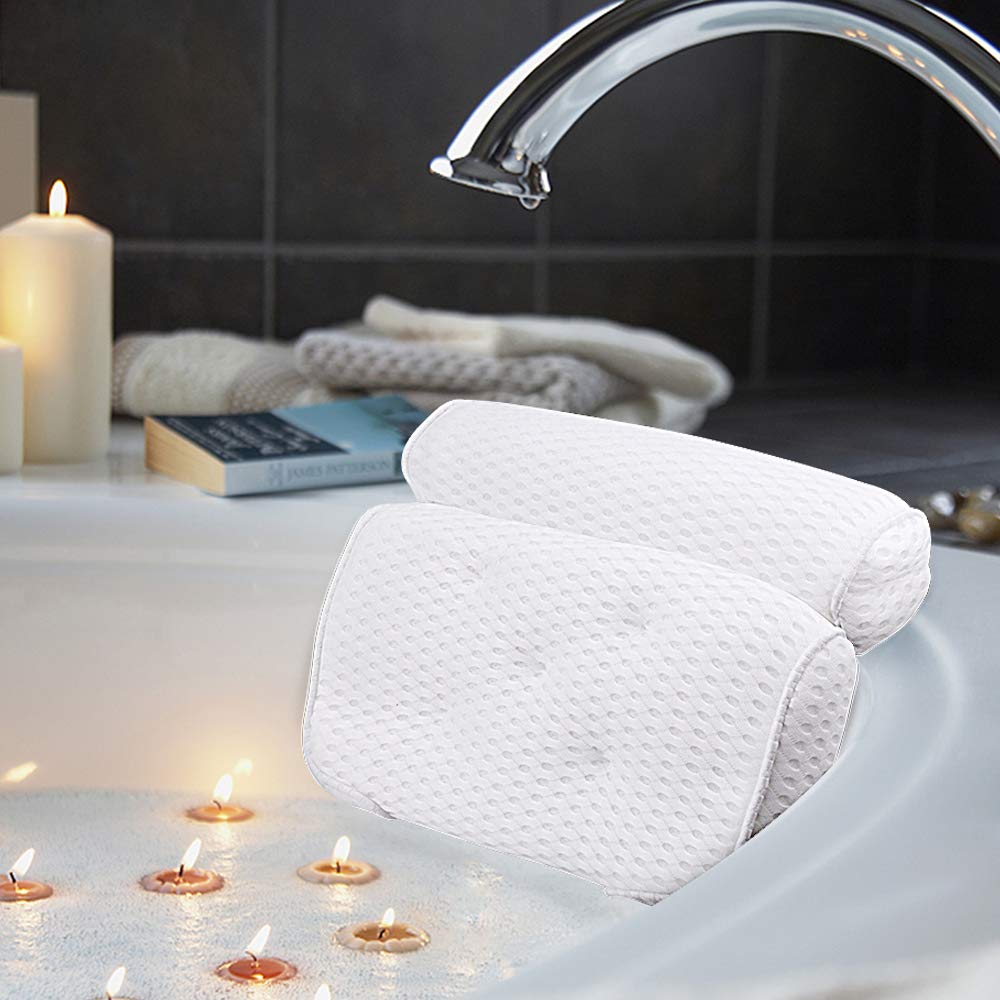 AmazeFan Bath Pillow with 4D Air Mesh and 7 Suction Cups