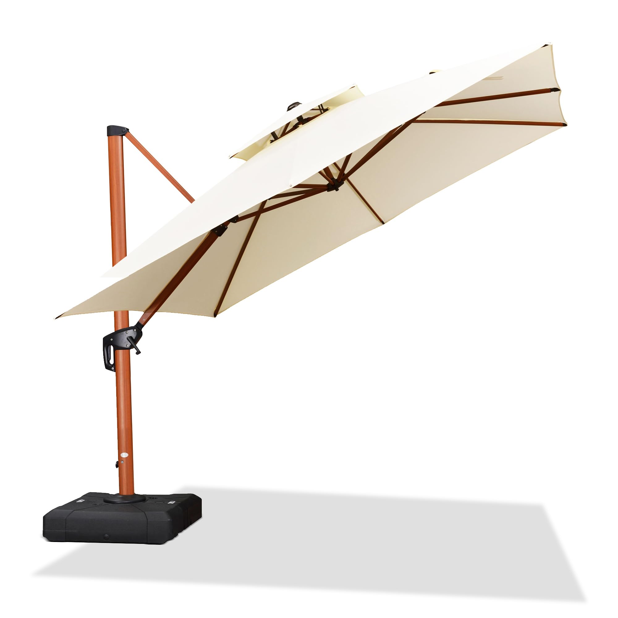 PURPLE LEAF 10ft Patio Umbrella Outdoor Square Umbrellas Large Cantilever Umbrella Windproof Offset Umbrellas Heavy Duty Sun Umbrella for Garden Deck Pool Patio, Cream Cream 10'X10' Umbrella