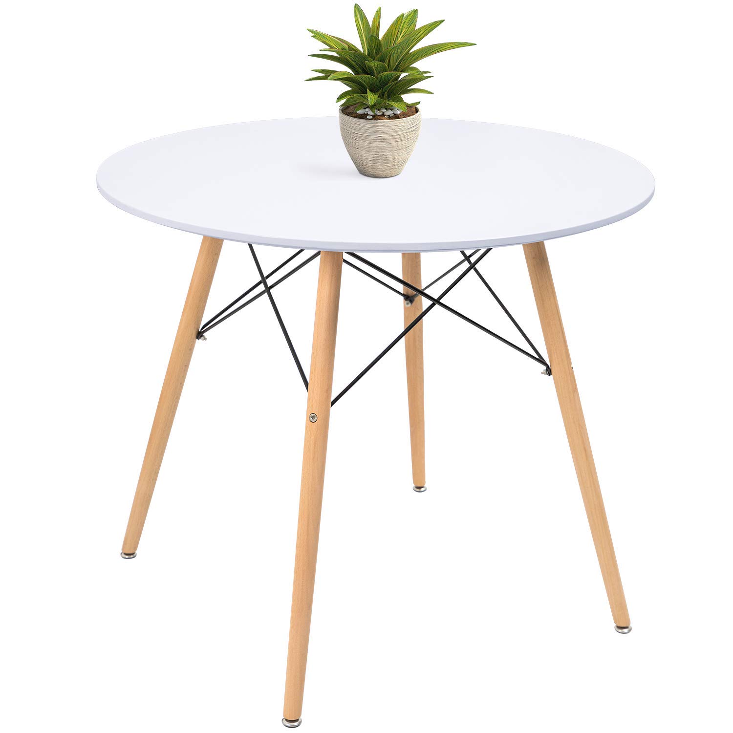 KaiMeng White Round Pedestal Table
