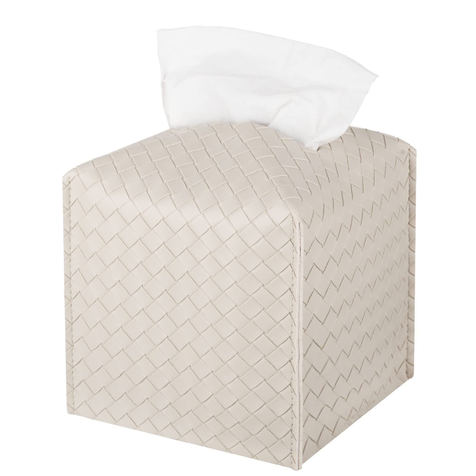 PU Leather Square Tissue Box Cover (Griege)