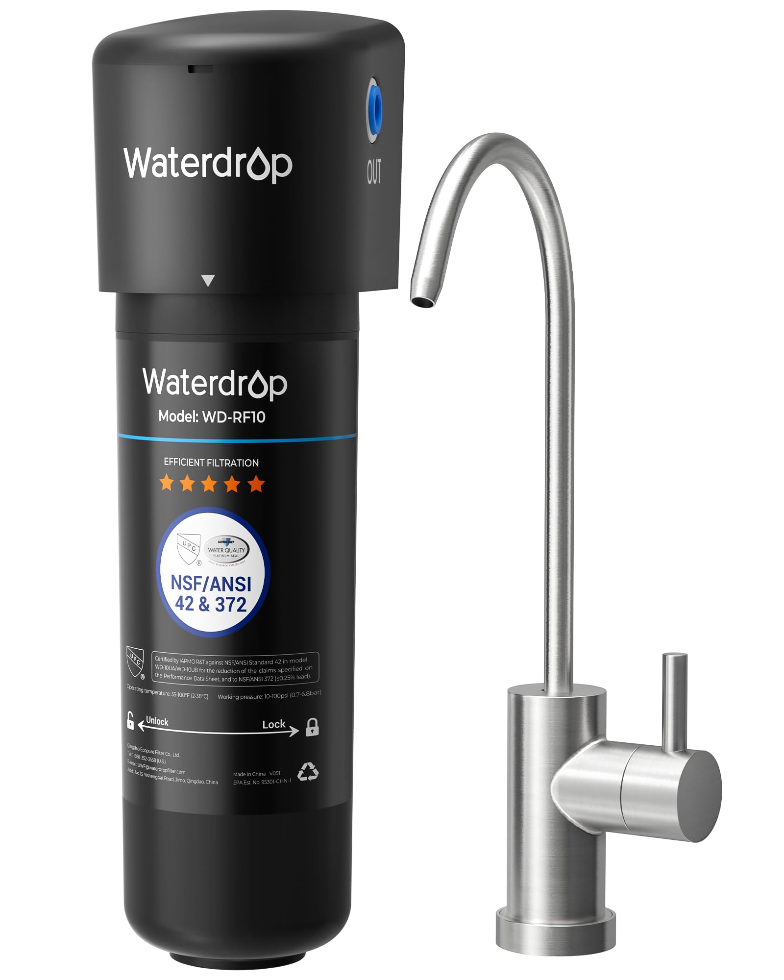 Waterdrop 10UB — Under-Sink Filter with Dedicated Faucet and 11K-Gallon Capacity