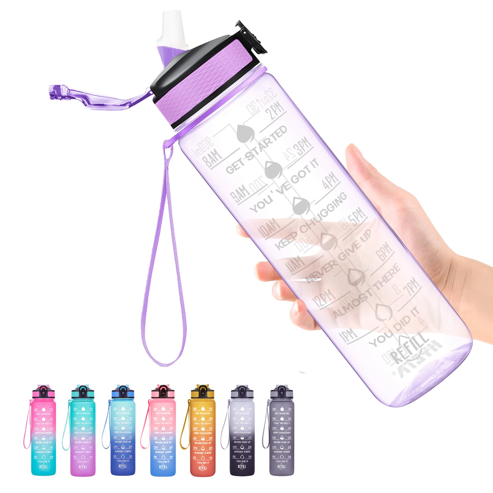 Hyeta 32 oz Motivational Water Bottle