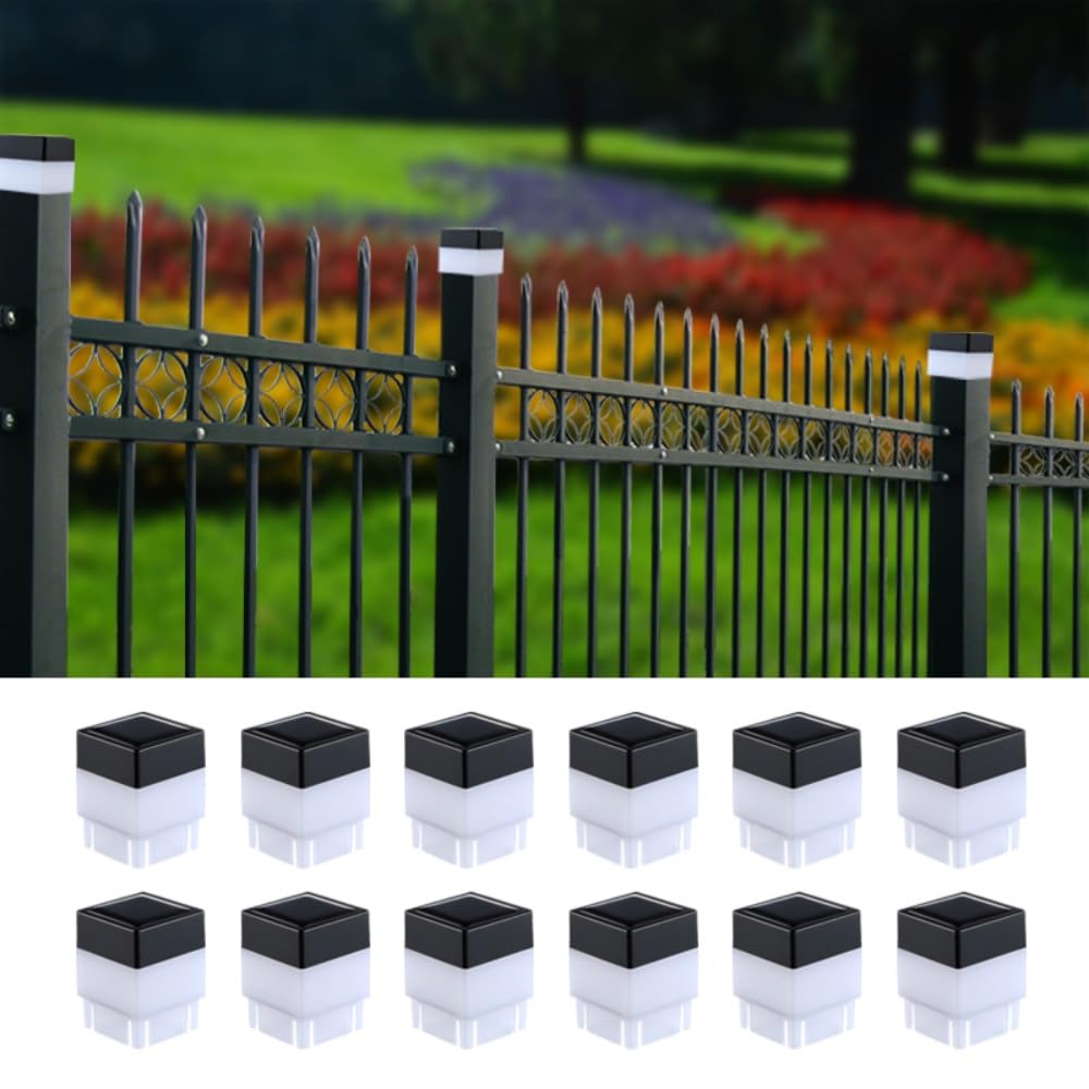 Solar 2"x2" Fence Post Cap Lights — 12 Pack