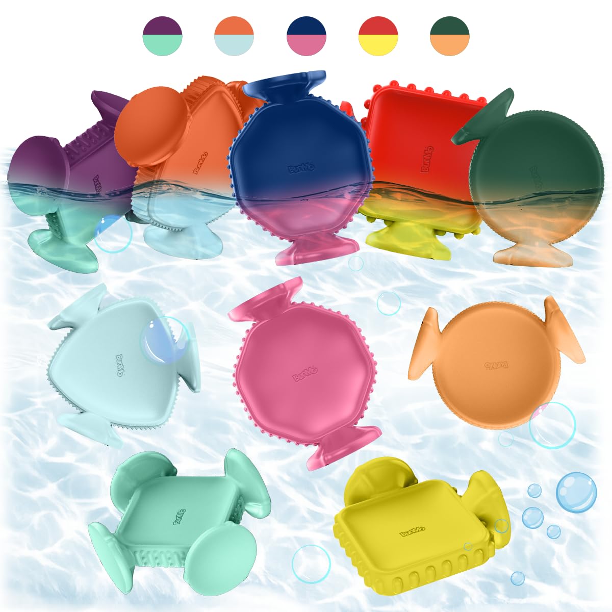 BUNMO Color-Changing Suction Bath Toys (10-Pack)
