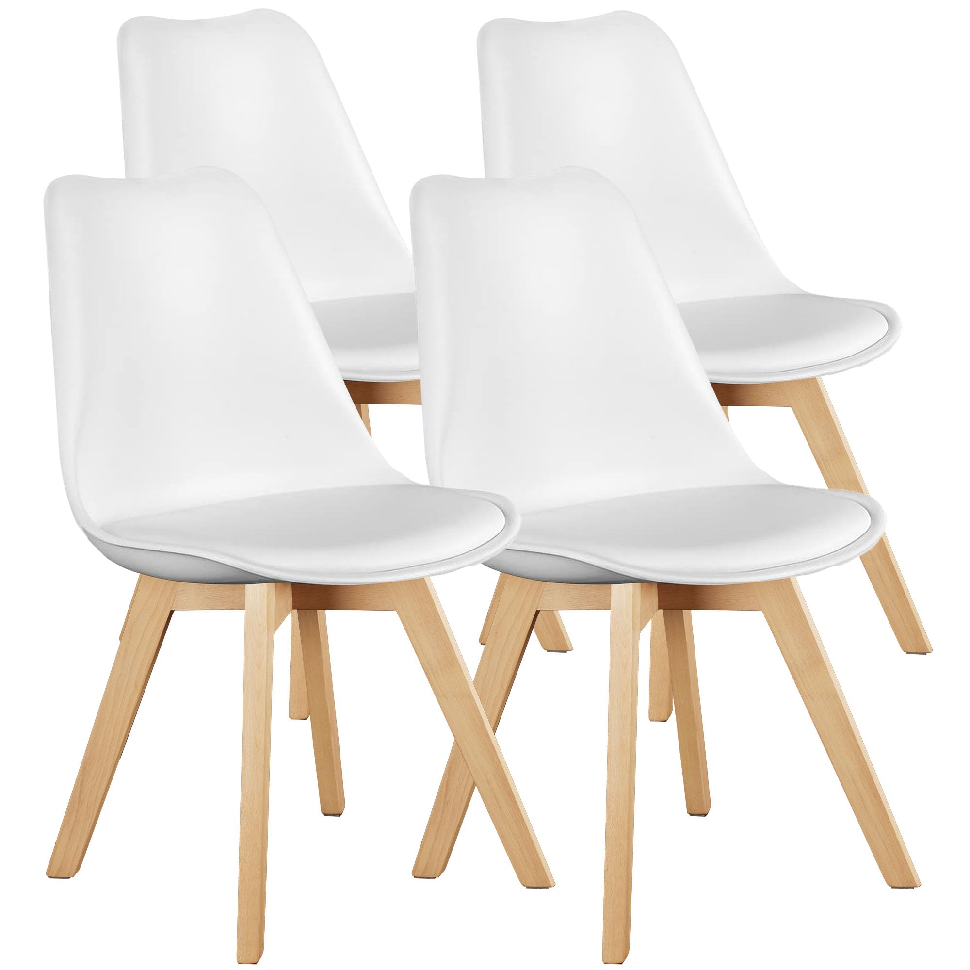 OLIXIS Mid-Century PU Leather Dining Chairs (Set of 4)