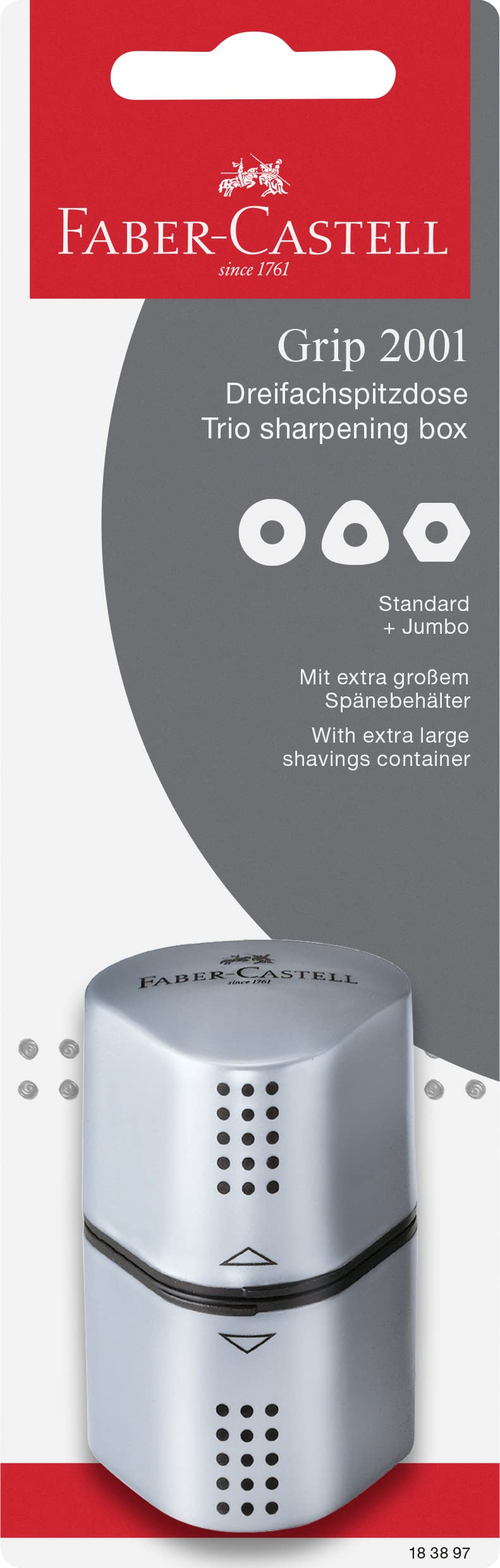 Faber-Castell Grip Trio Pencil Sharpener: Silver
