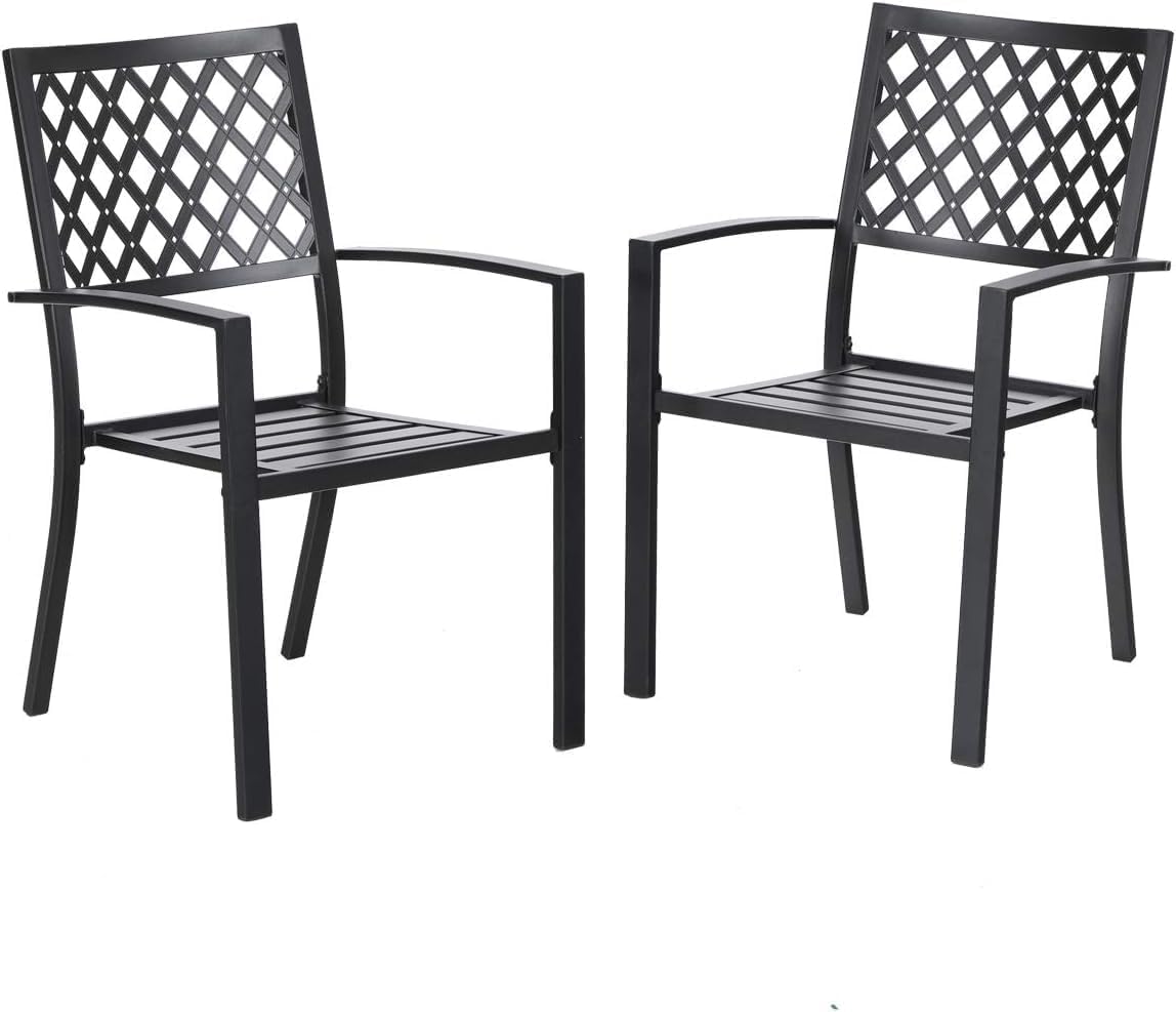 PHI VILLA Wrought Iron Outdoor Dining Chair (Set of 2)