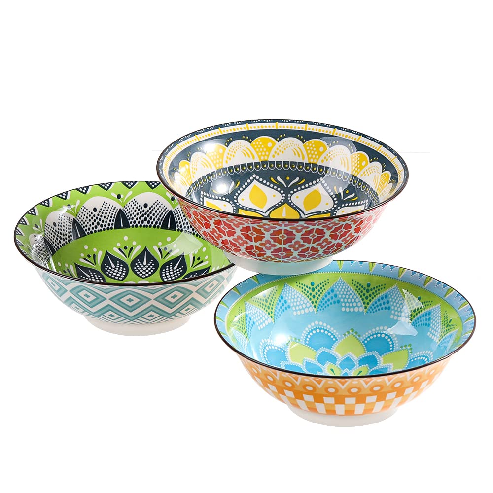 Colorful Porcelain Ramen Bowls (Set of 3)
