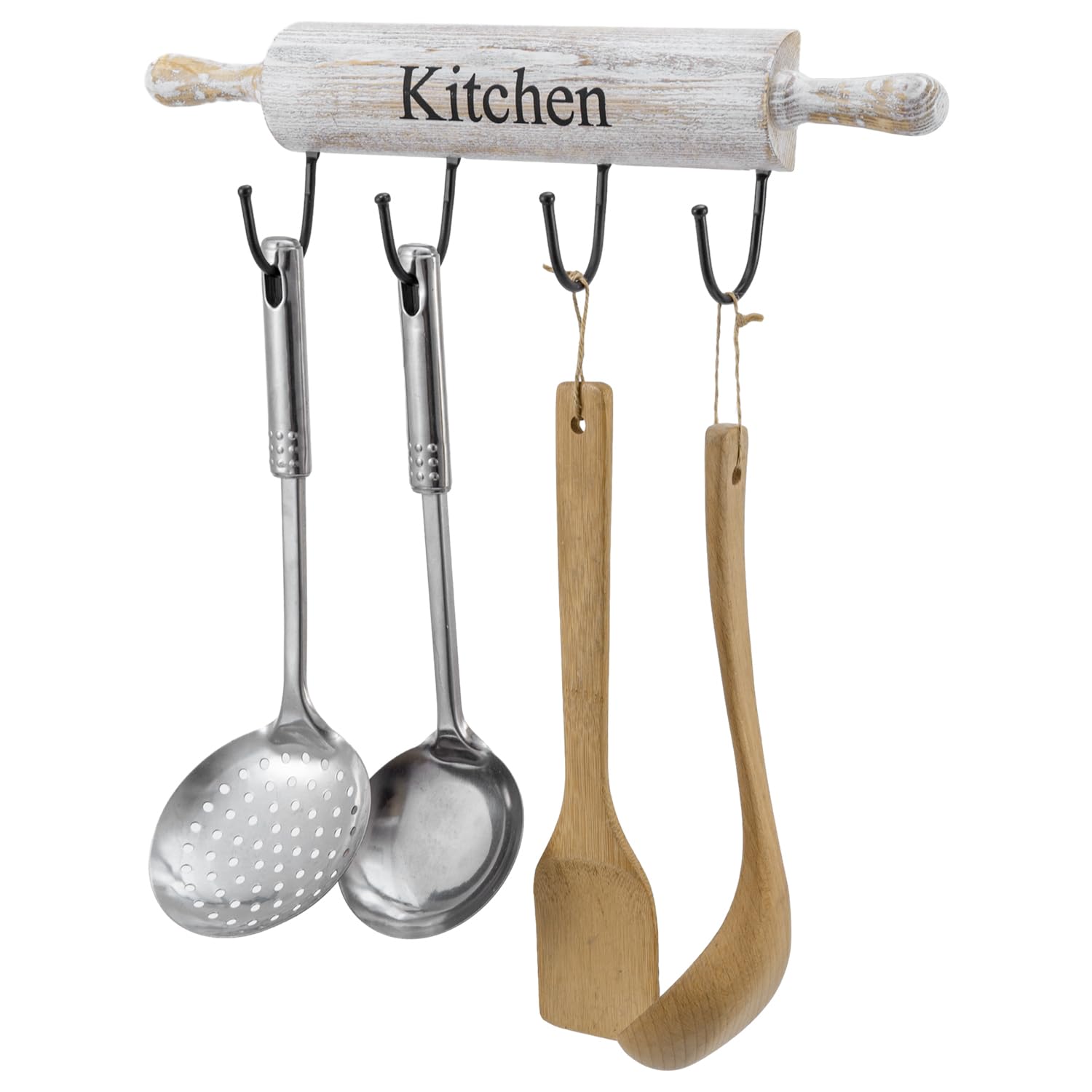 MyGift Wall-Mounted Utensil Rack with 4 Hooks