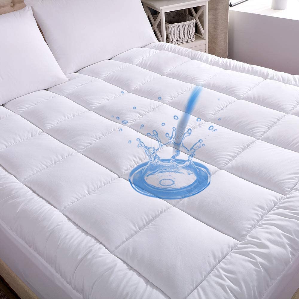 WhatsBedding Waterproof Mattress Pad — Cotton-Top, TPU Waterproof Bottom, 16" Deep Pocket