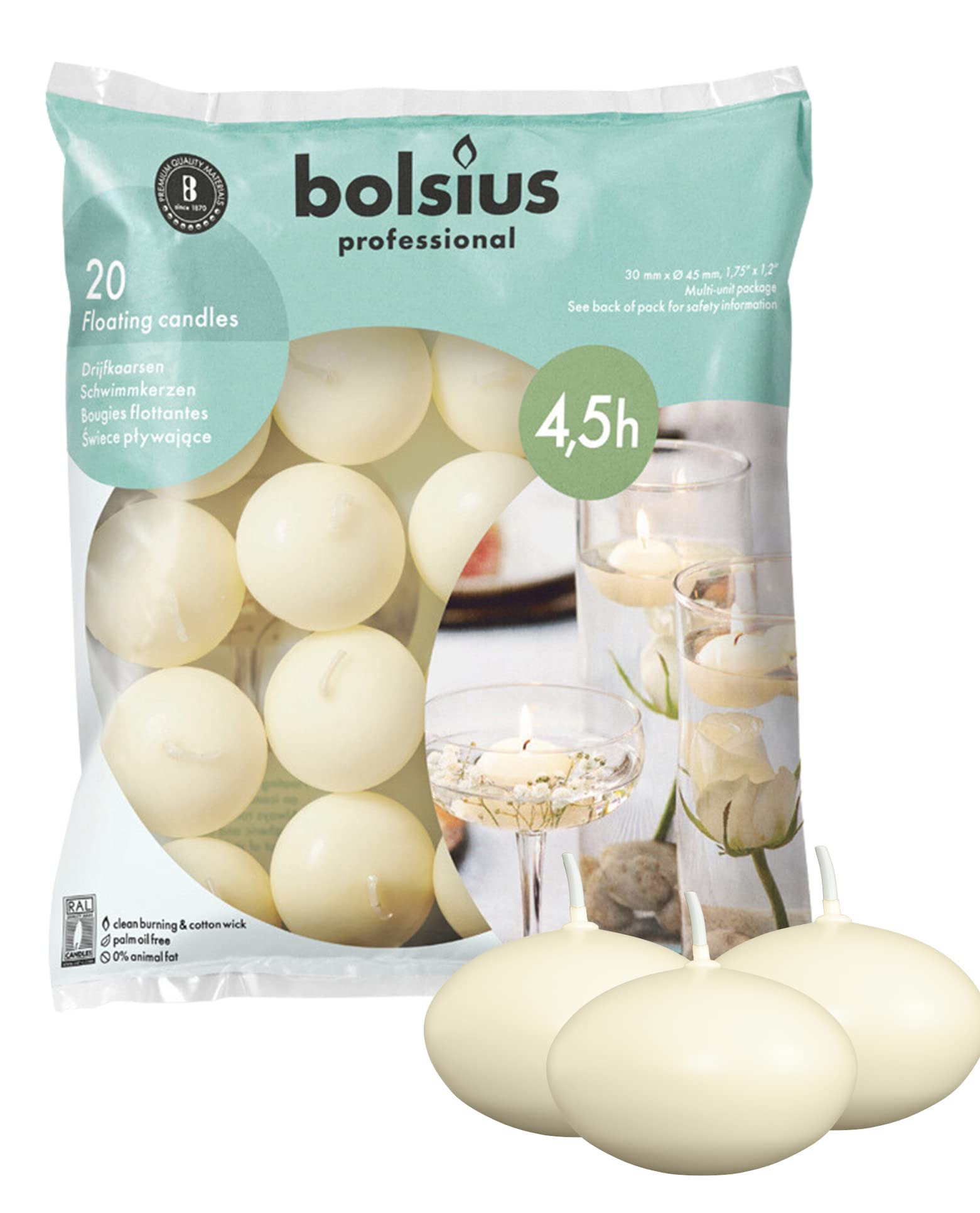 Bolsius Floating Candles (Ivory, 20-pack)