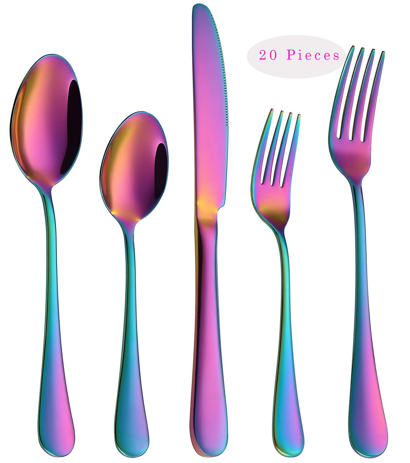 VANDBAO Rainbow Flatware Cutlery Set — Mirror-Rainbow 20 Pieces