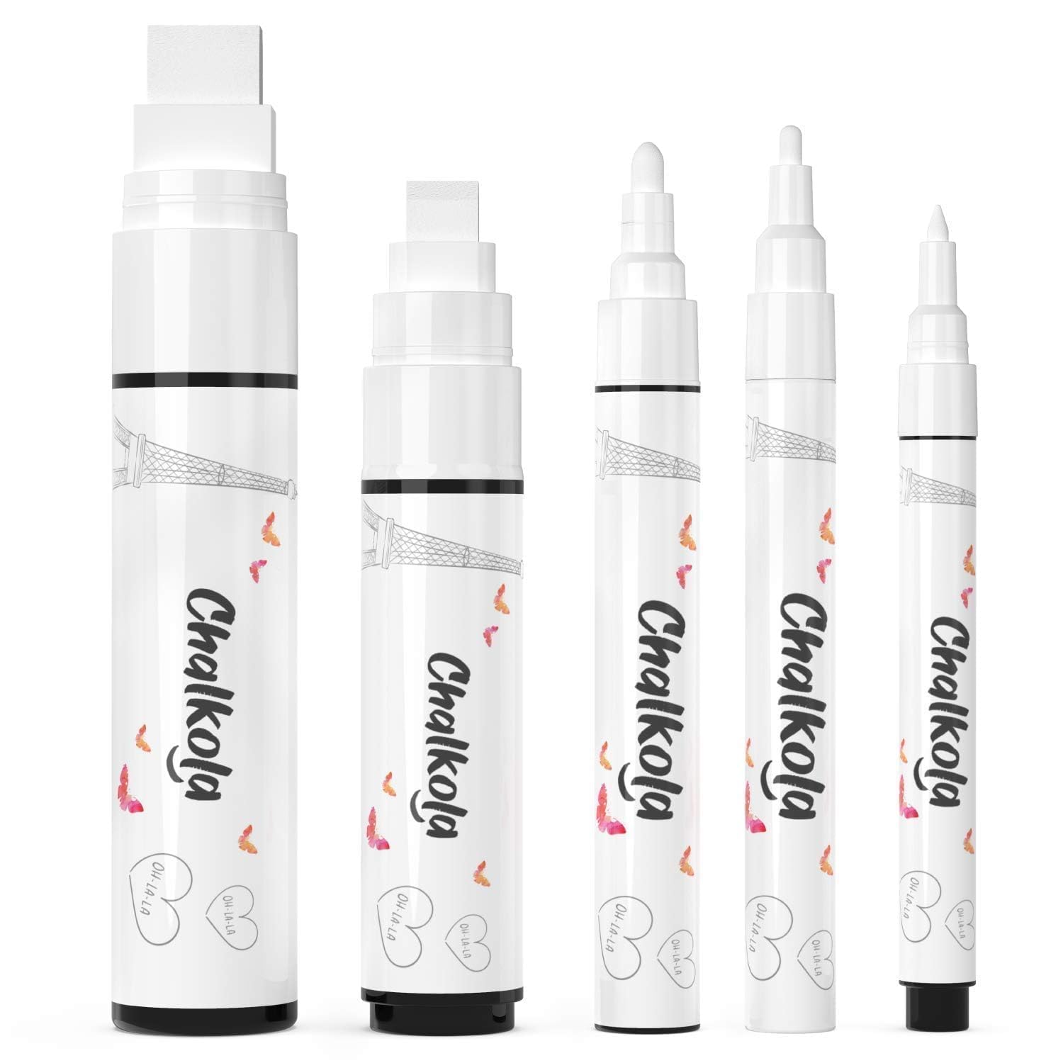 Chalkola White Chalk Markers — Multi-Tip Set