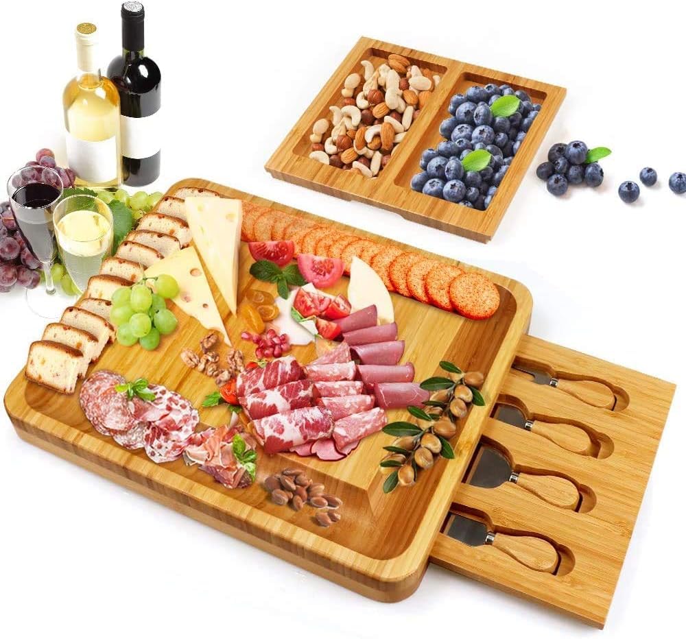 Bamboo Cheese Board with Hidden Drawers