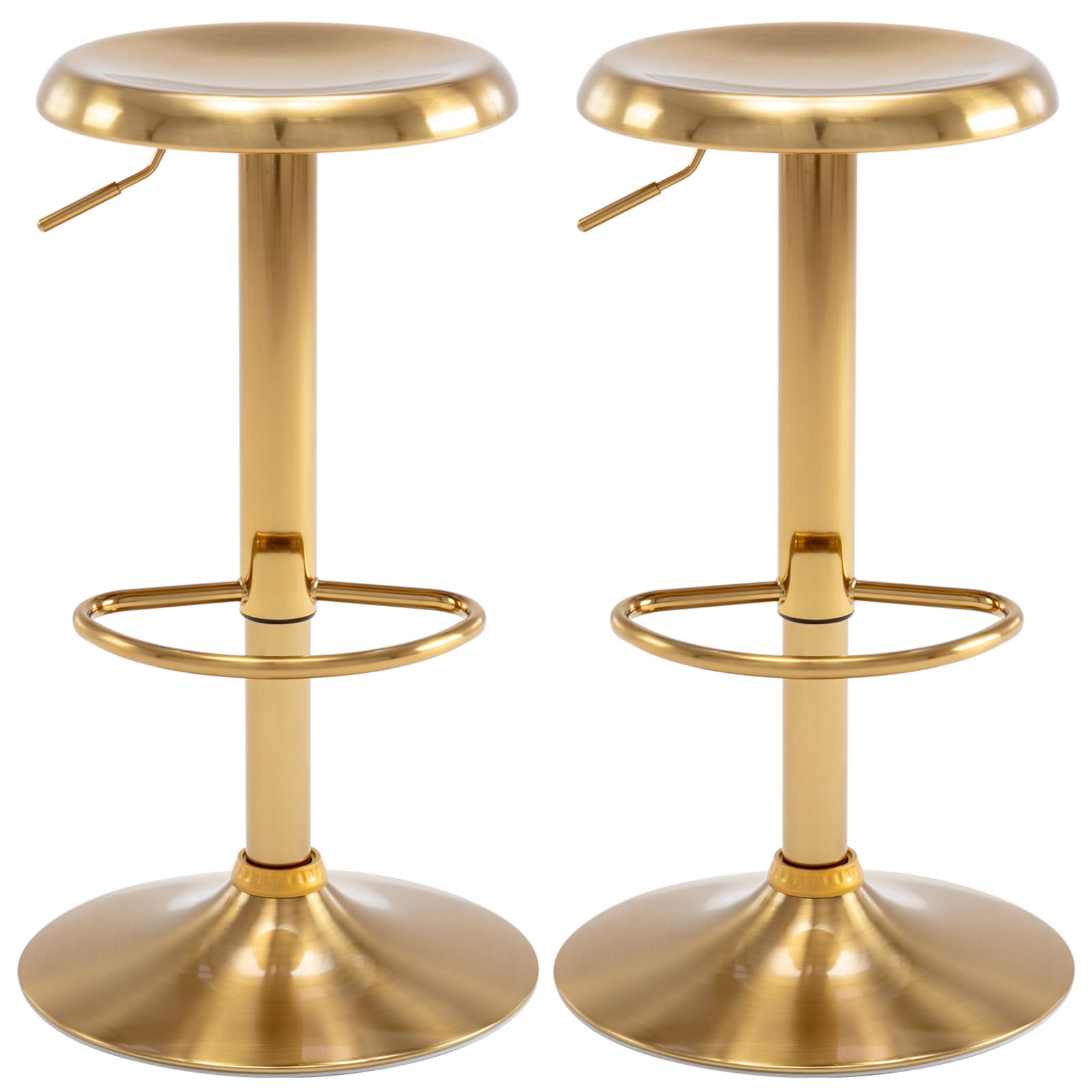 Brage Living Brushed Gold Metal Airlift Stool (Set of 2)