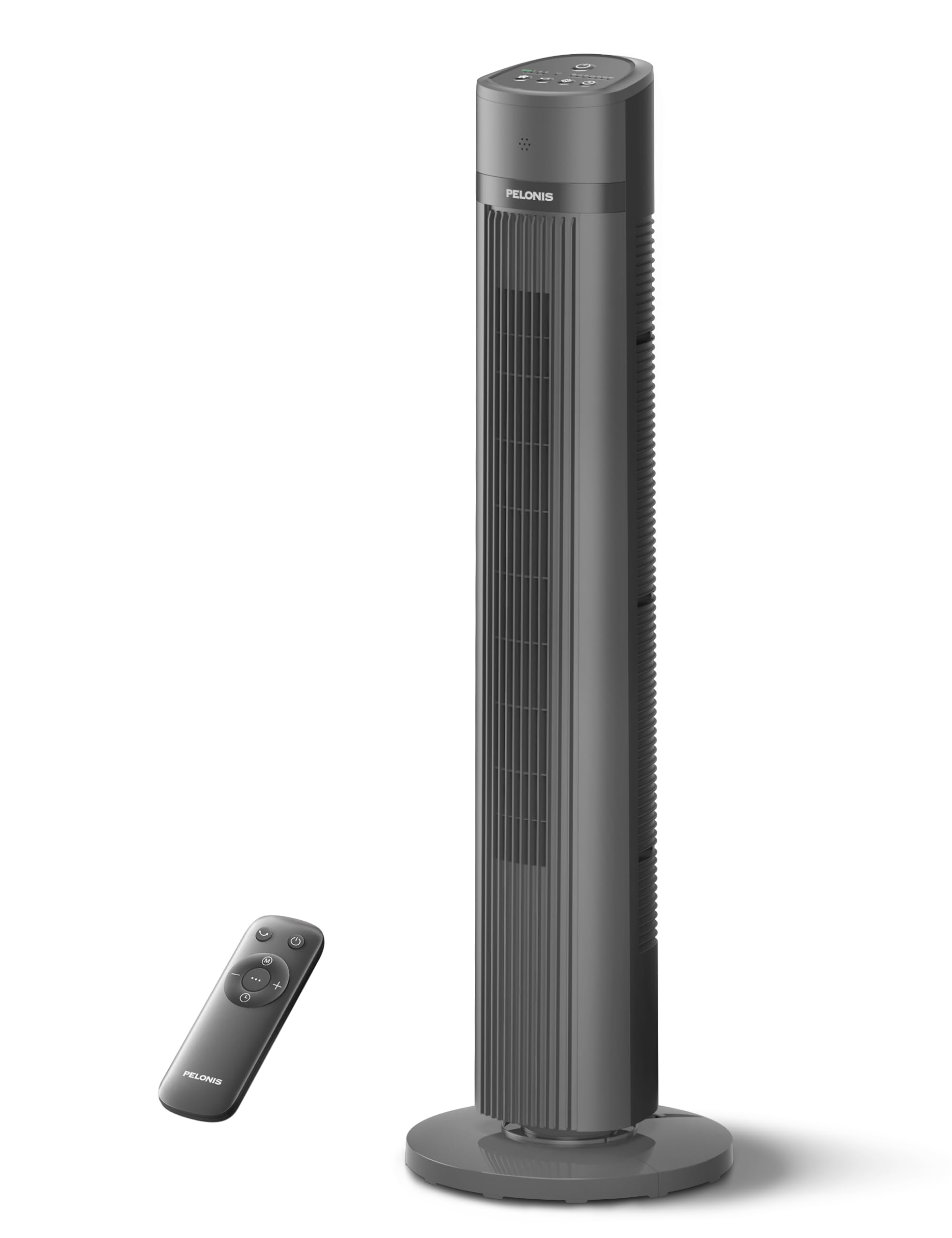 PELONIS 40-inch Bladeless Tower Fan for Bedroom, Standing Fan with Remote Control, 26ft/s, 90° Oscillation, 3 Speed Settings, 27 dB, 3 Modes, 15-Hour Timer, LED Display, Fan that Blows Cold Air, Black Black Standard