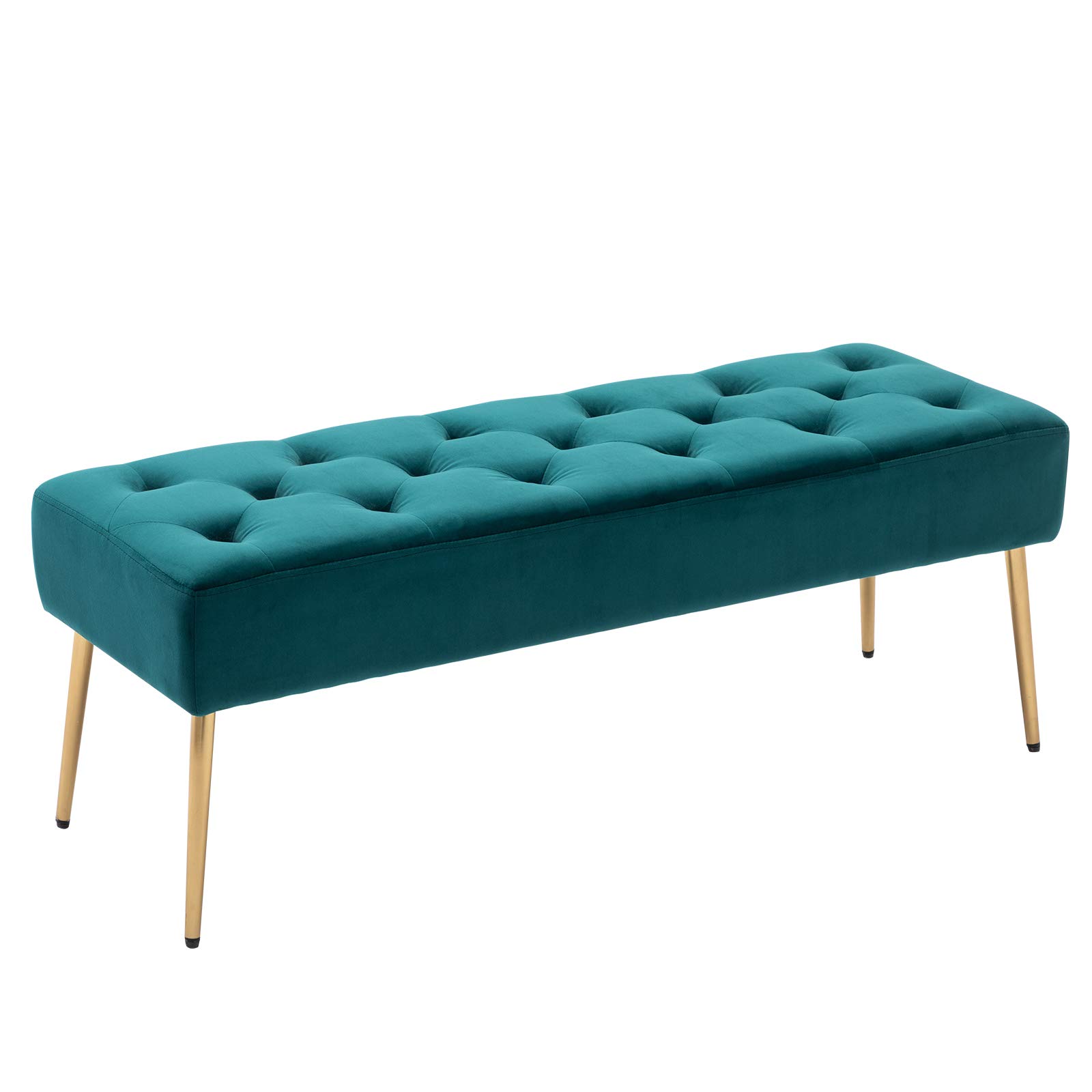 DUHOME Velvet Tufted Bench with Gold Base