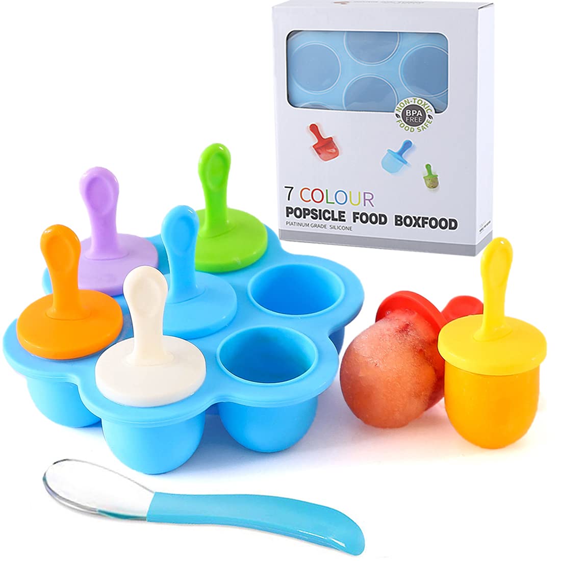 Silicone Popsicle Molds with Lids (Blue)