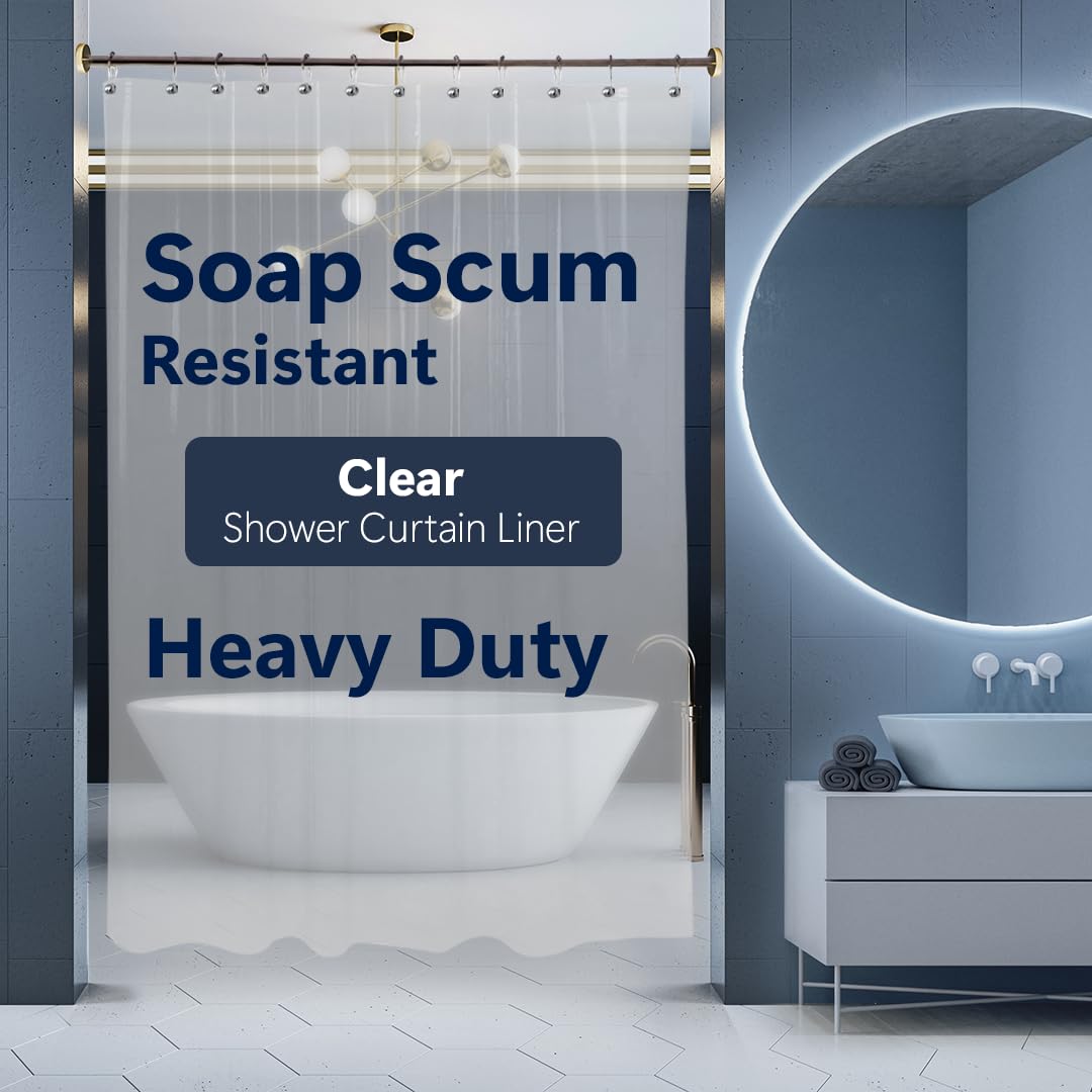 Epica Shower Curtain – Strongest Heavy-Duty Clear Vinyl 72x72 Shower Curtain Liner