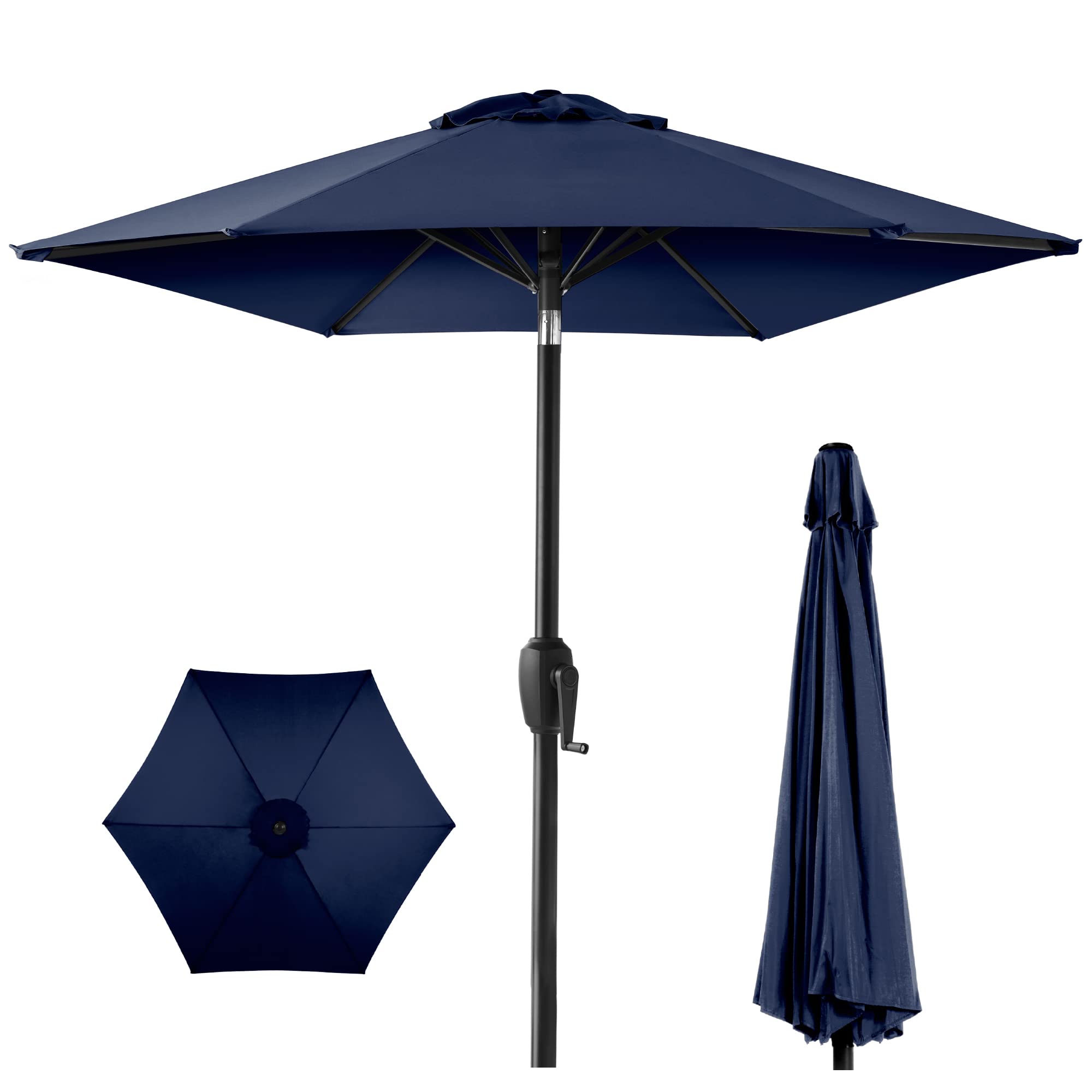 Best Choice Products 7.5ft Outdoor Market Table Patio Umbrella — Navy Blue