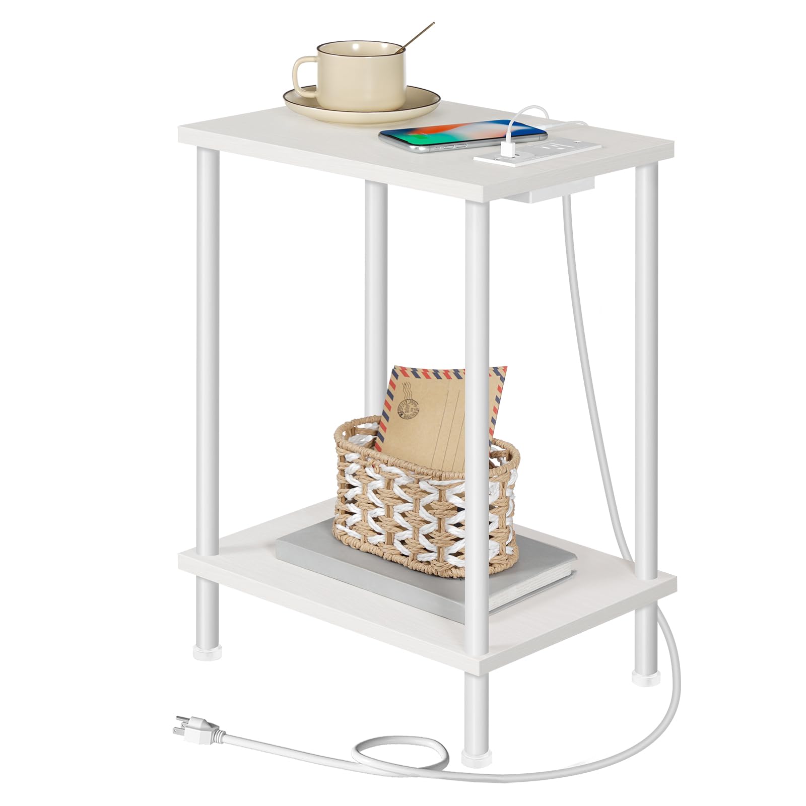 HOOBRO Side Table with Charging Station