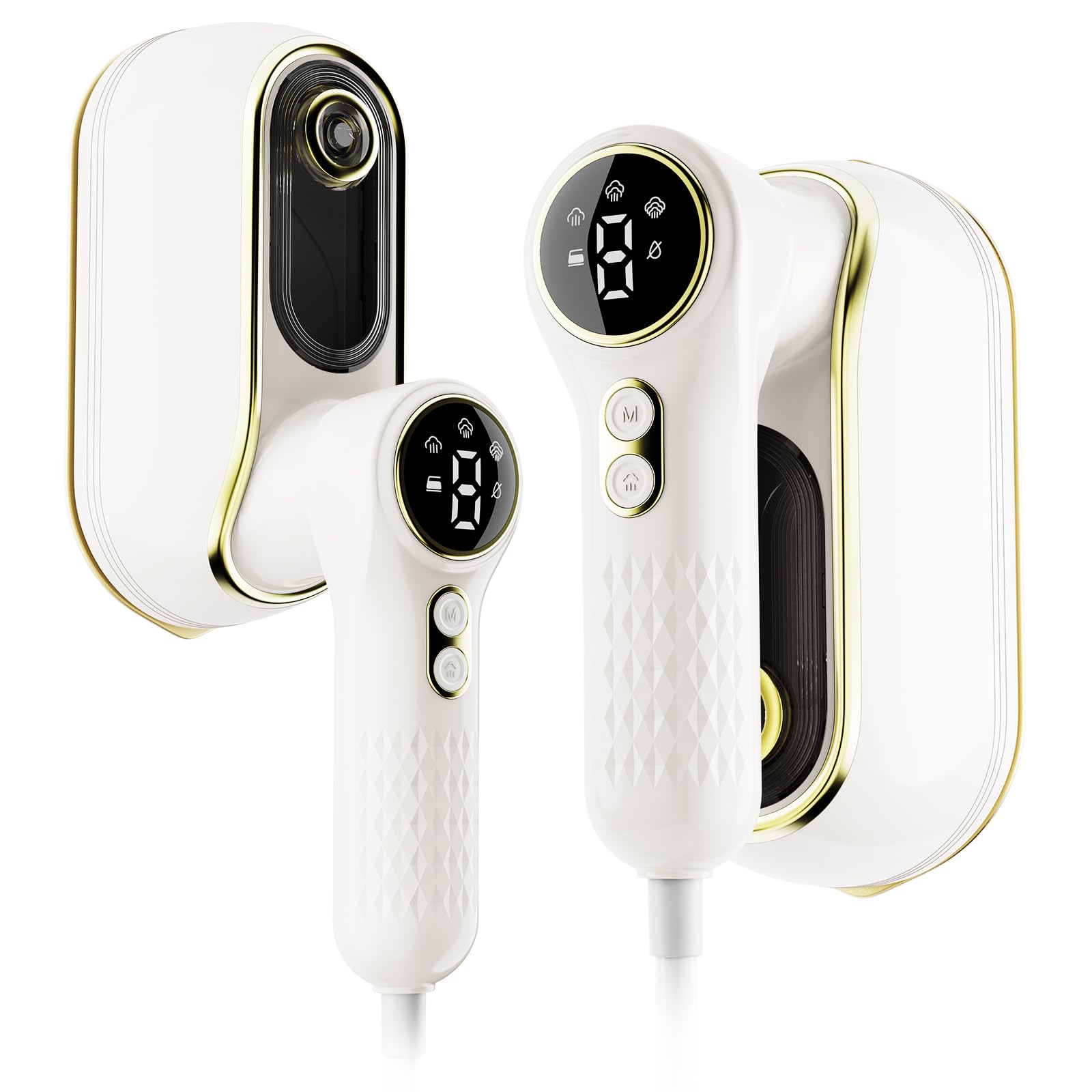 Portable Travel Steamer, 1200W Handheld Fabric Steamer, 4 Modes with LCD (White)