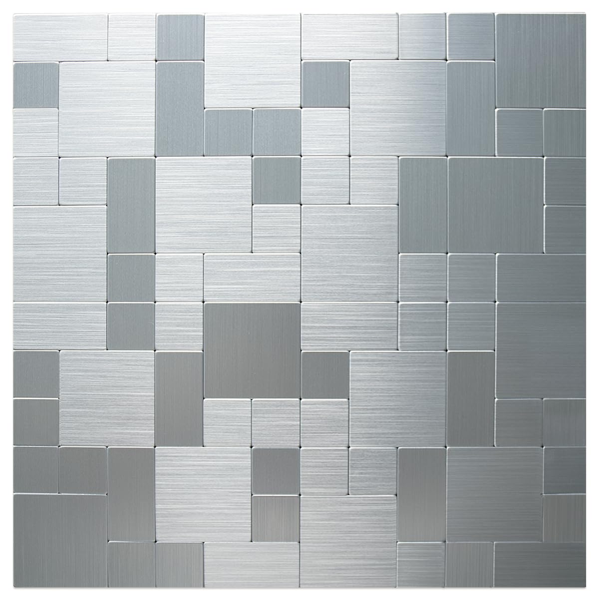 DICOFUN Metal Peel and Stick Tile, Brushed Silver, 12"x12" (1 Sheet)