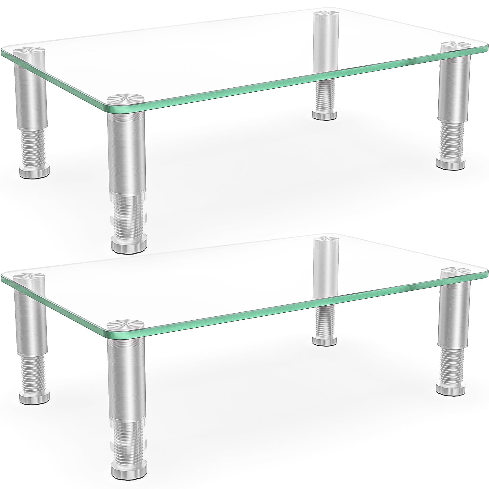 Hemudu 2 Pack Computer Monitor Riser with Height Adjustable Multi Media Desktop Stand for Flat Screen LCD LED TV, Laptop/Notebook/Xbox One Clear