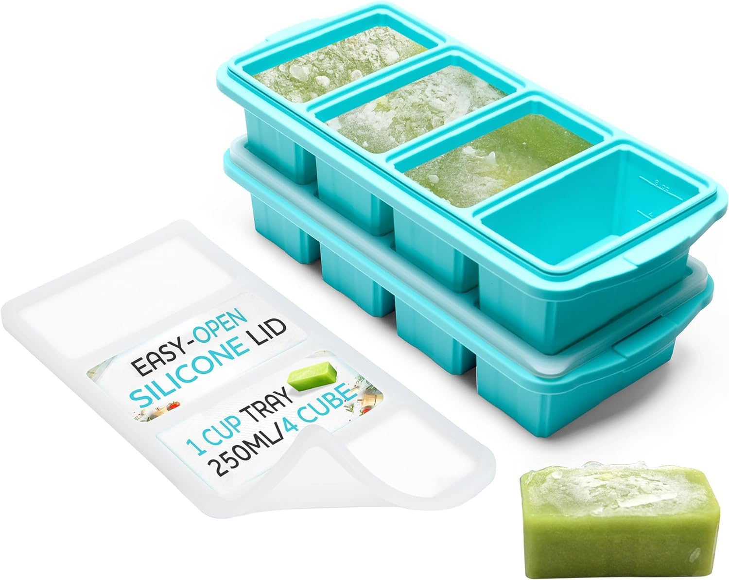 Silicone Freezer Tray with Lid (1-Cup Portions)