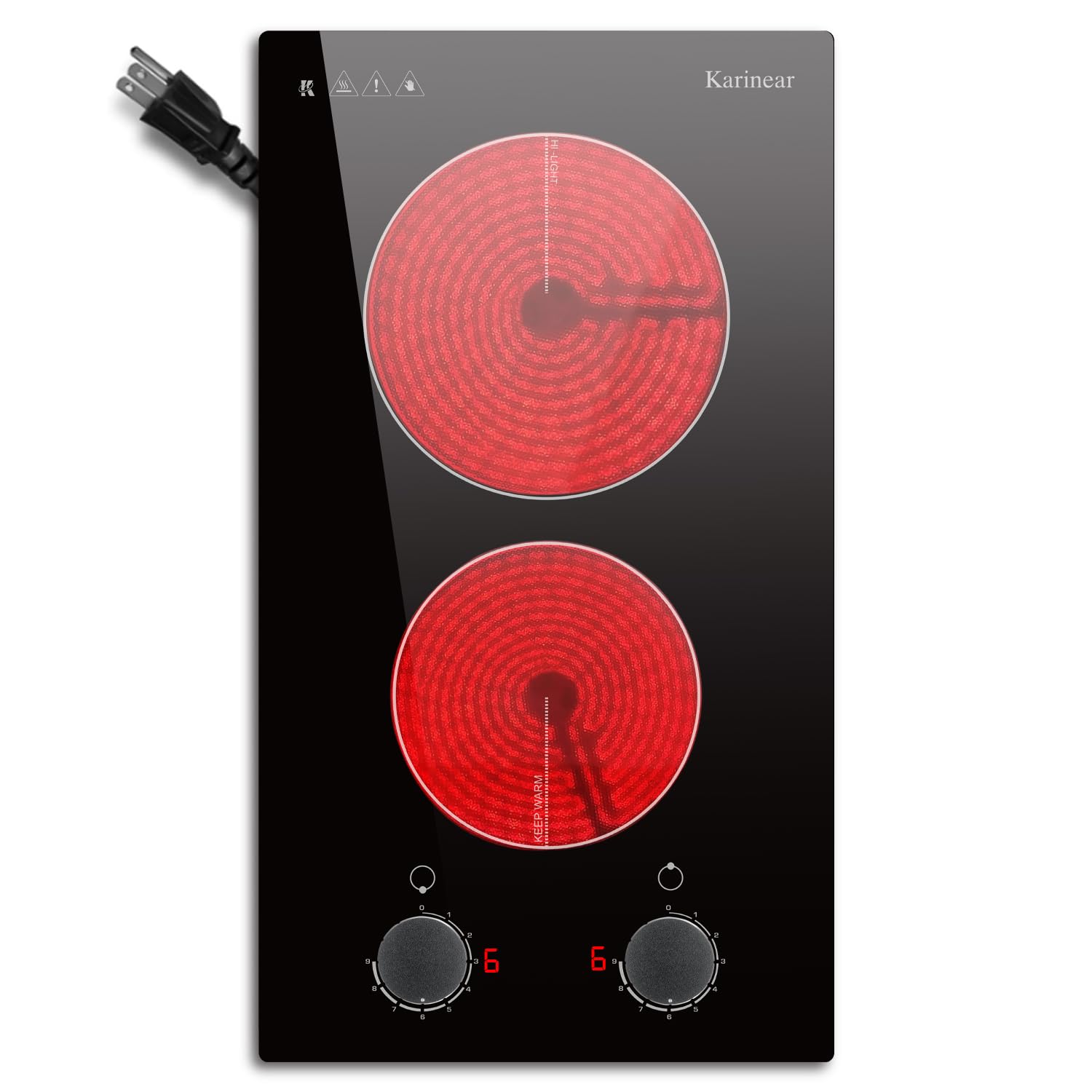 Karinear 2‑Burner 110V Ceramic Cooktop