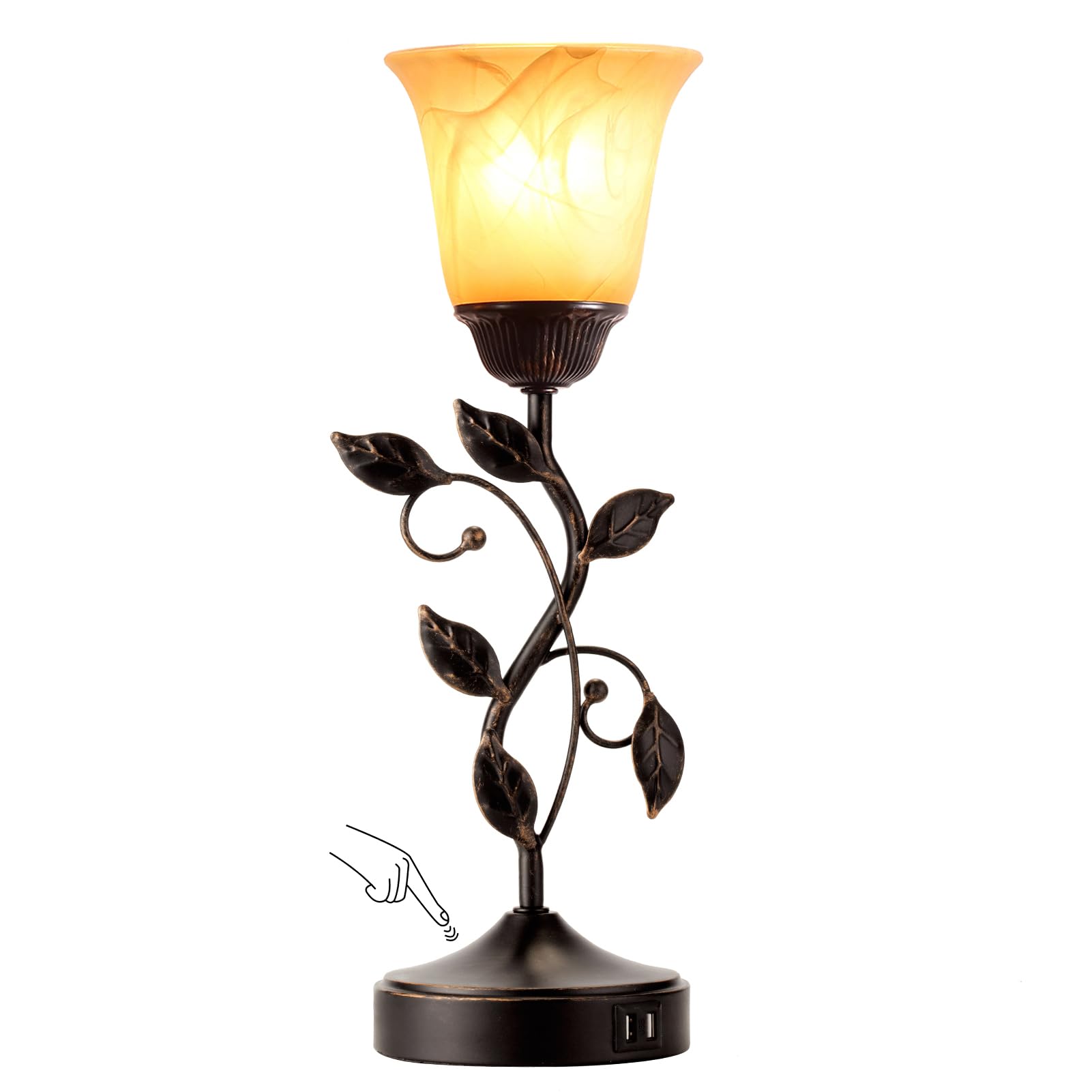 RORIANO Leaf Amber Glass Lamp