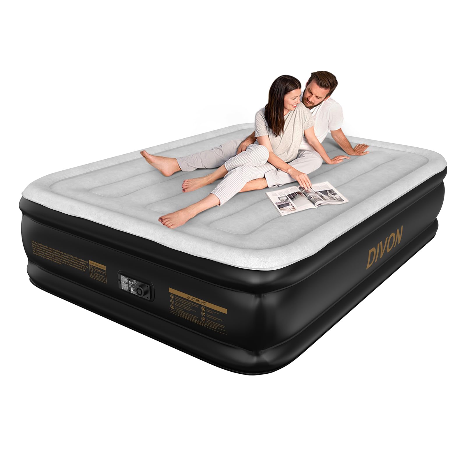 DIVON Full Air Mattress with Built-in Pump — 18" Full, Wave Pattern