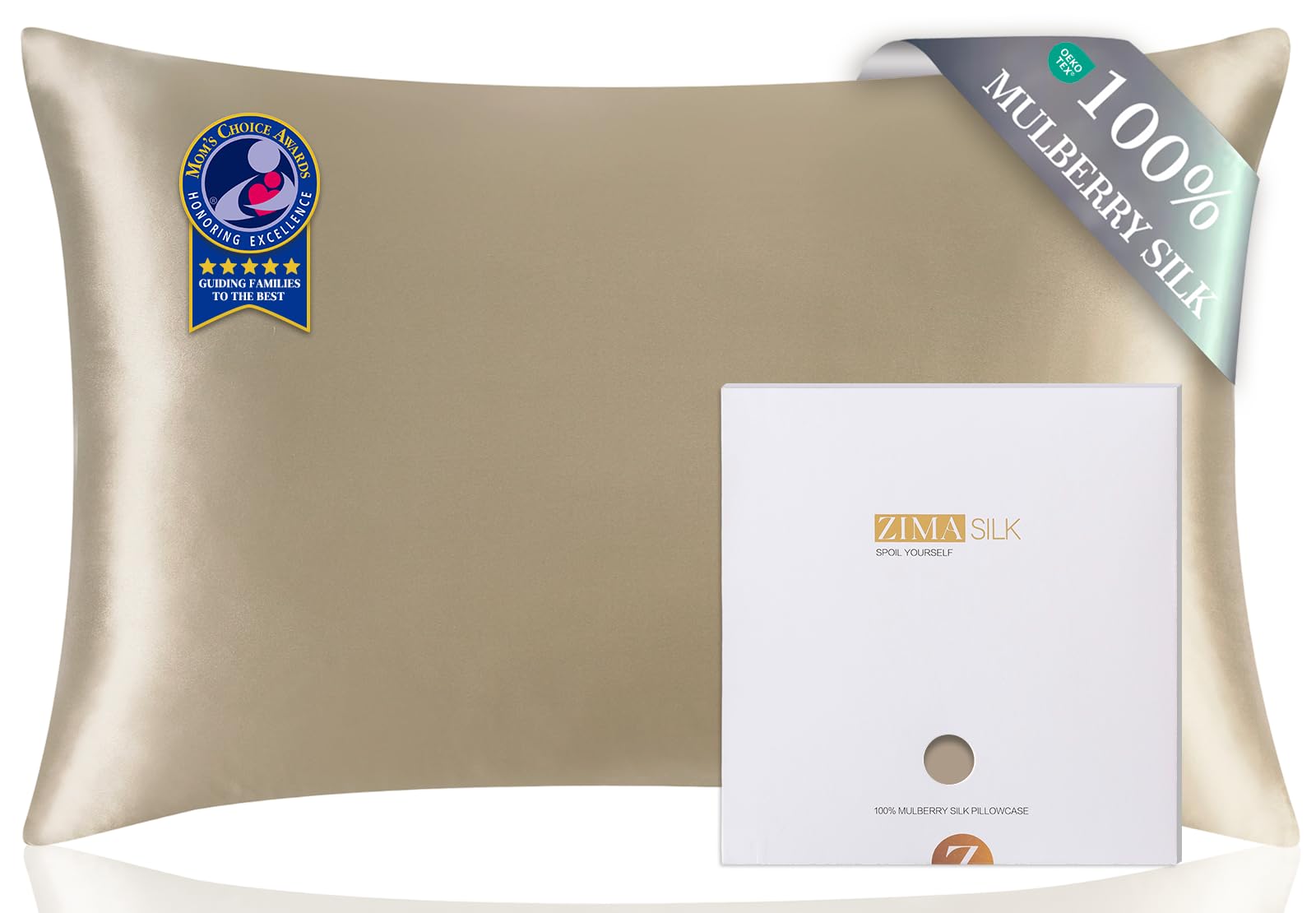 ZIMASILK 100% Pure Mulberry Silk Pillow Cases for Hair and Skin, Soft, Hypoallergenic & Smooth, Both Sides Grade 6A Silk, with Hidden Zipper, Gift for Women Men, 1pc (Queen 20''x30'', Taupe) Taupe Queen 20''x30''