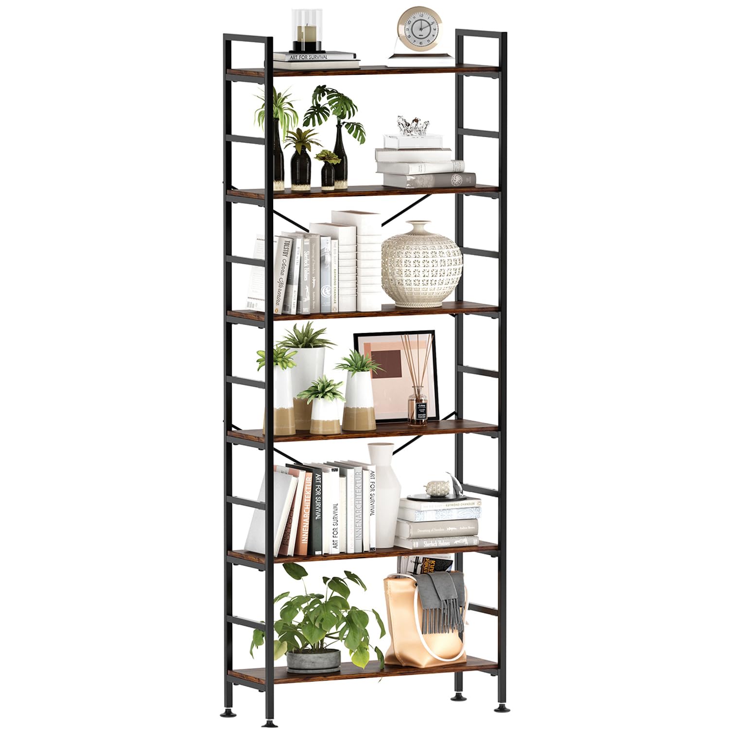 CosyStar 6-Tier Adjustable Metal Bookcase