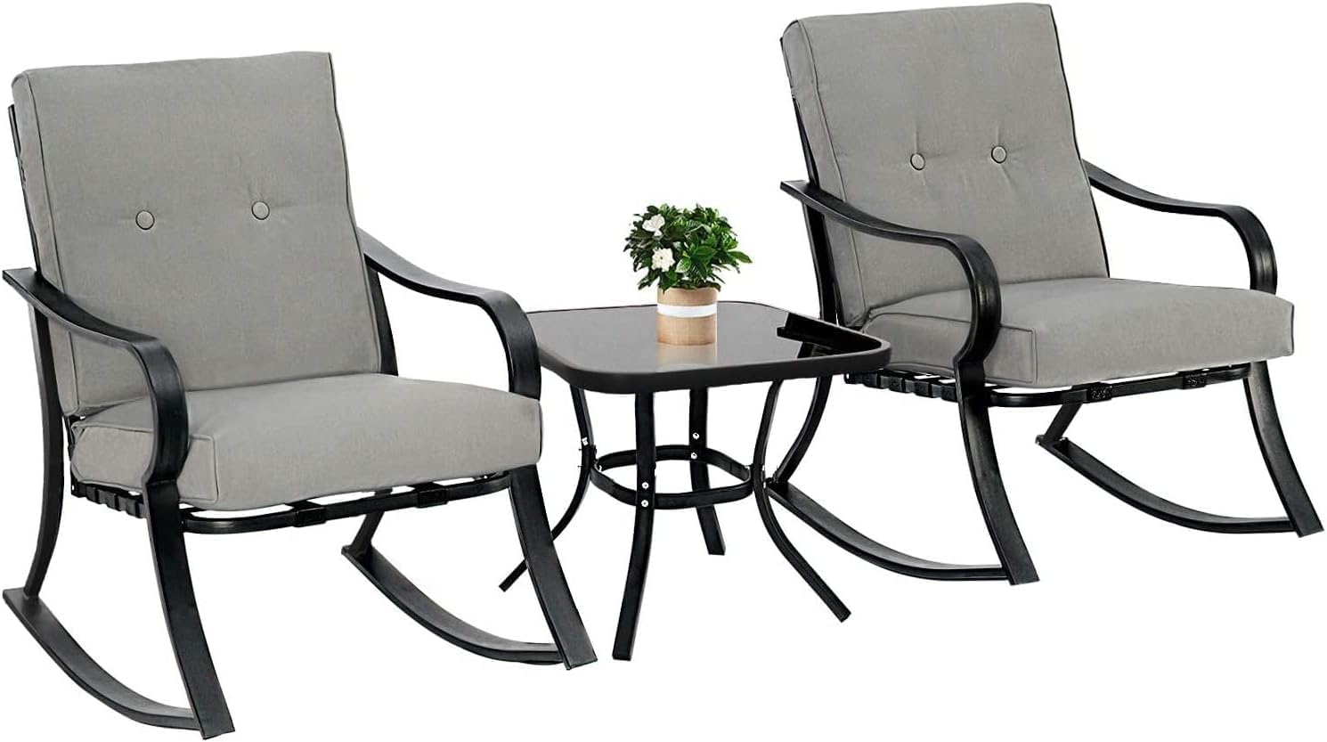 Oakcloud Oakmont Rocking Bistro Set with Thick Cushions