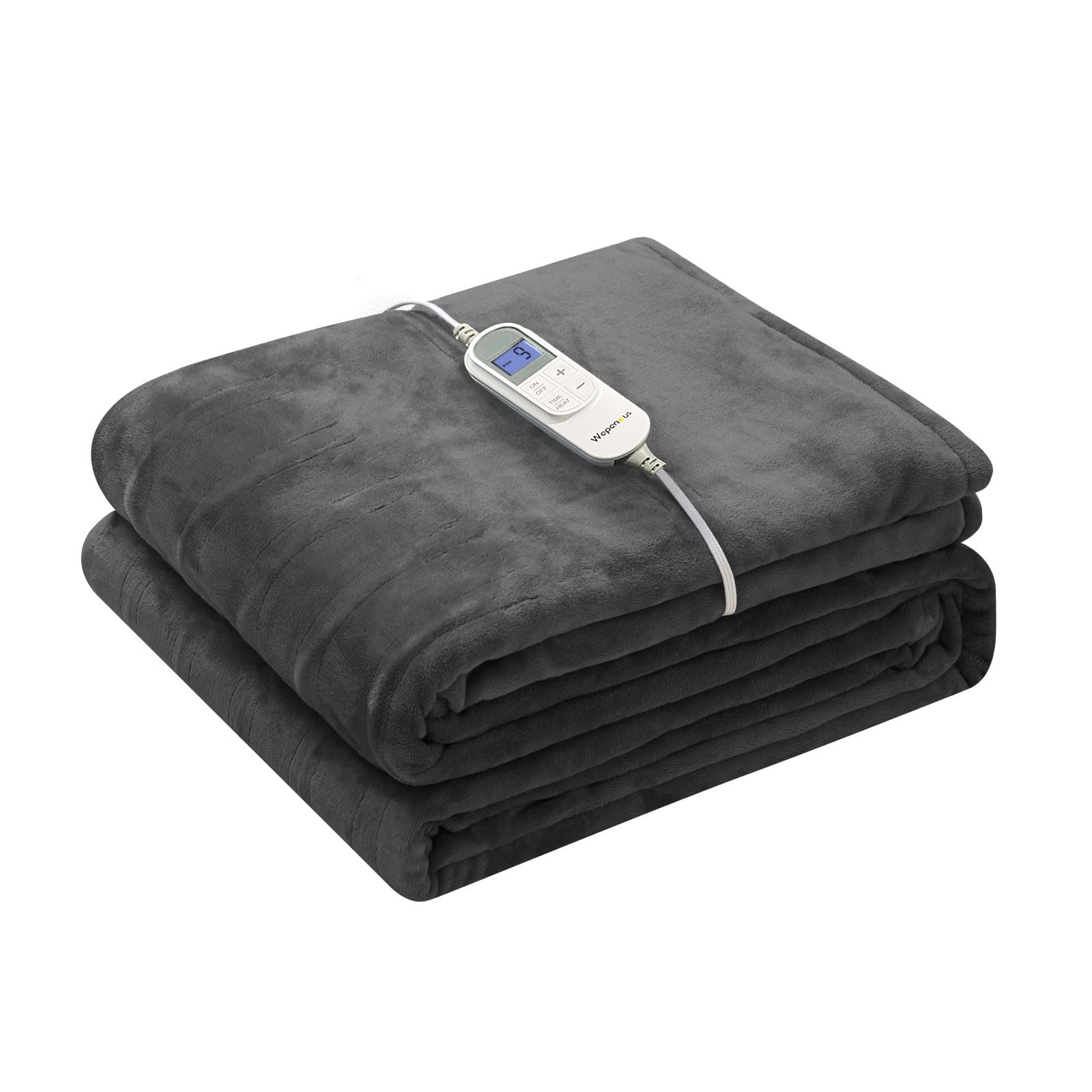 Wapaneus Heated Blanket Full 72" x 84" — 10 Heat Levels, 12-Hour Timer, Fast Heating (Grey)