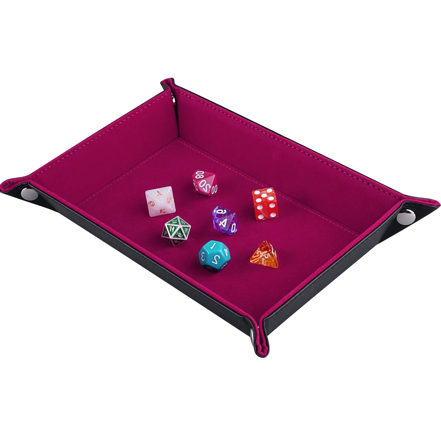 SIQUK Rectangle Dice Tray (Dark Rose Red)